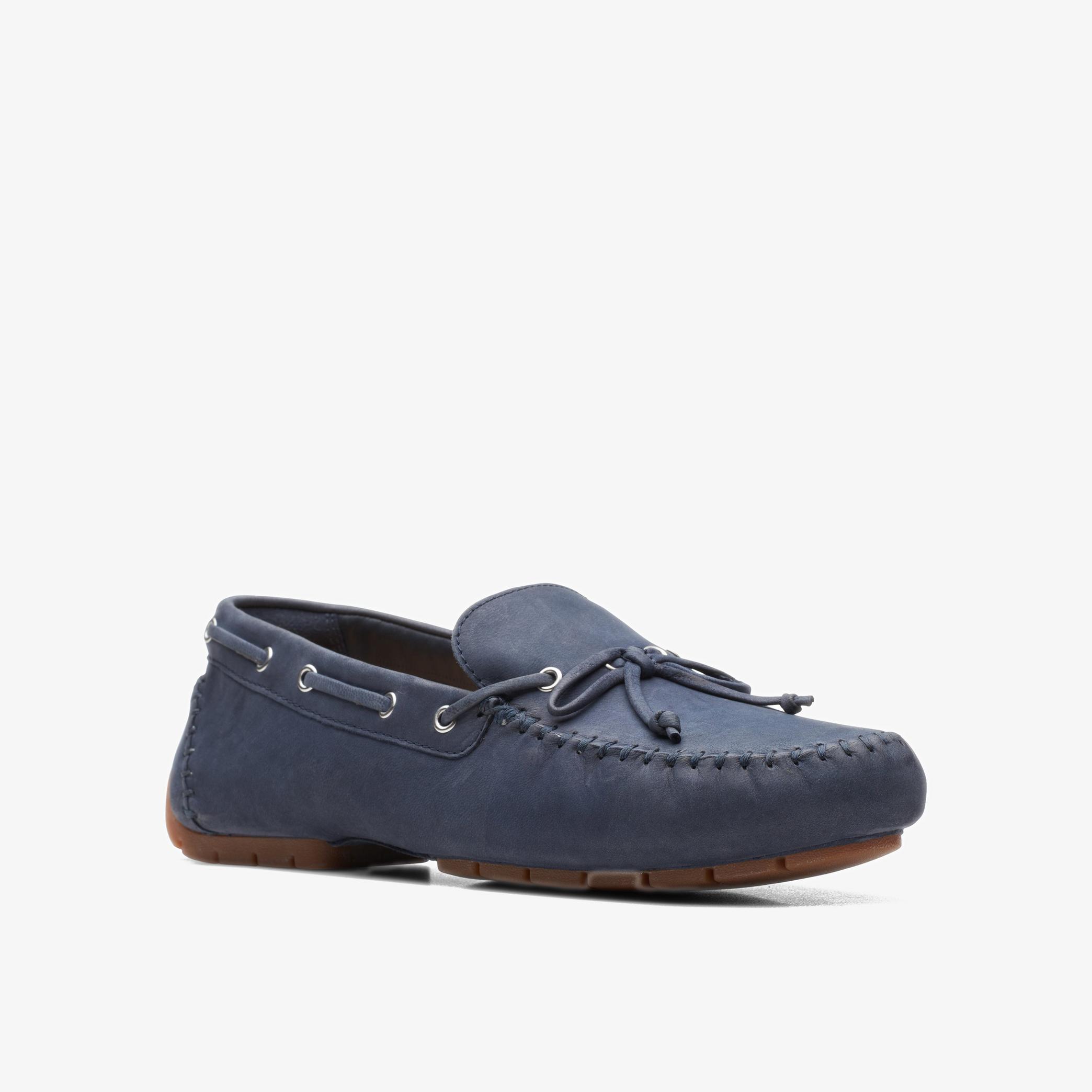 C Mocc Tie Navy Nubuck Loafers, view 3 of 6