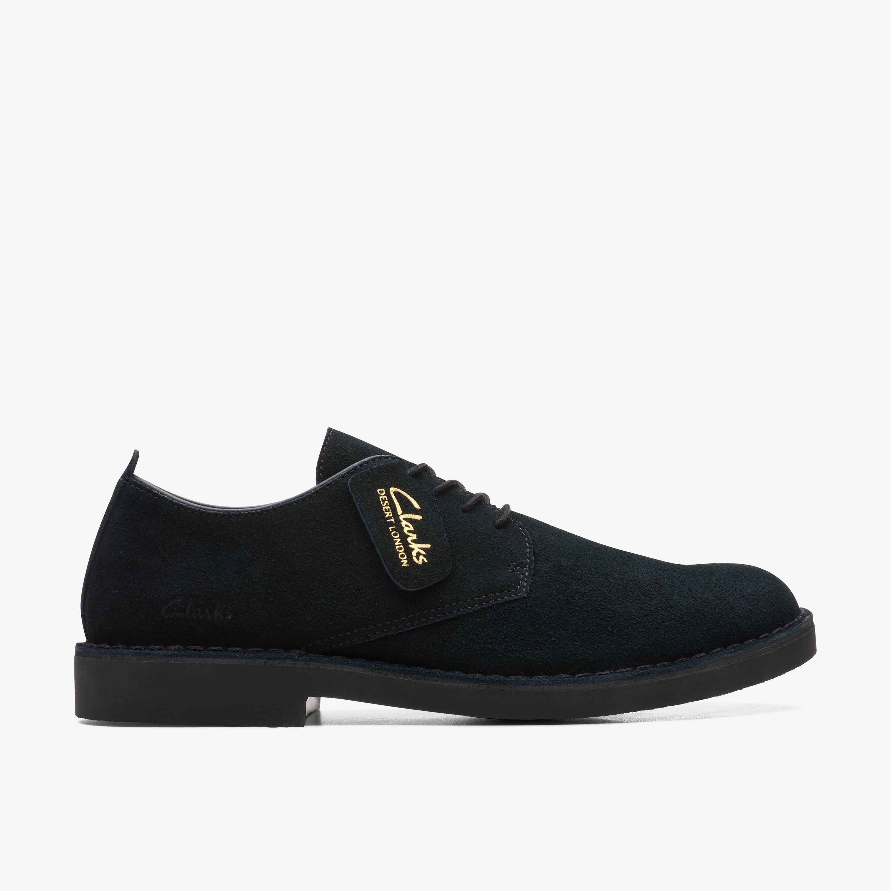 Mens Desert London Evo Black Suede Derby Shoes Clarks Outlet