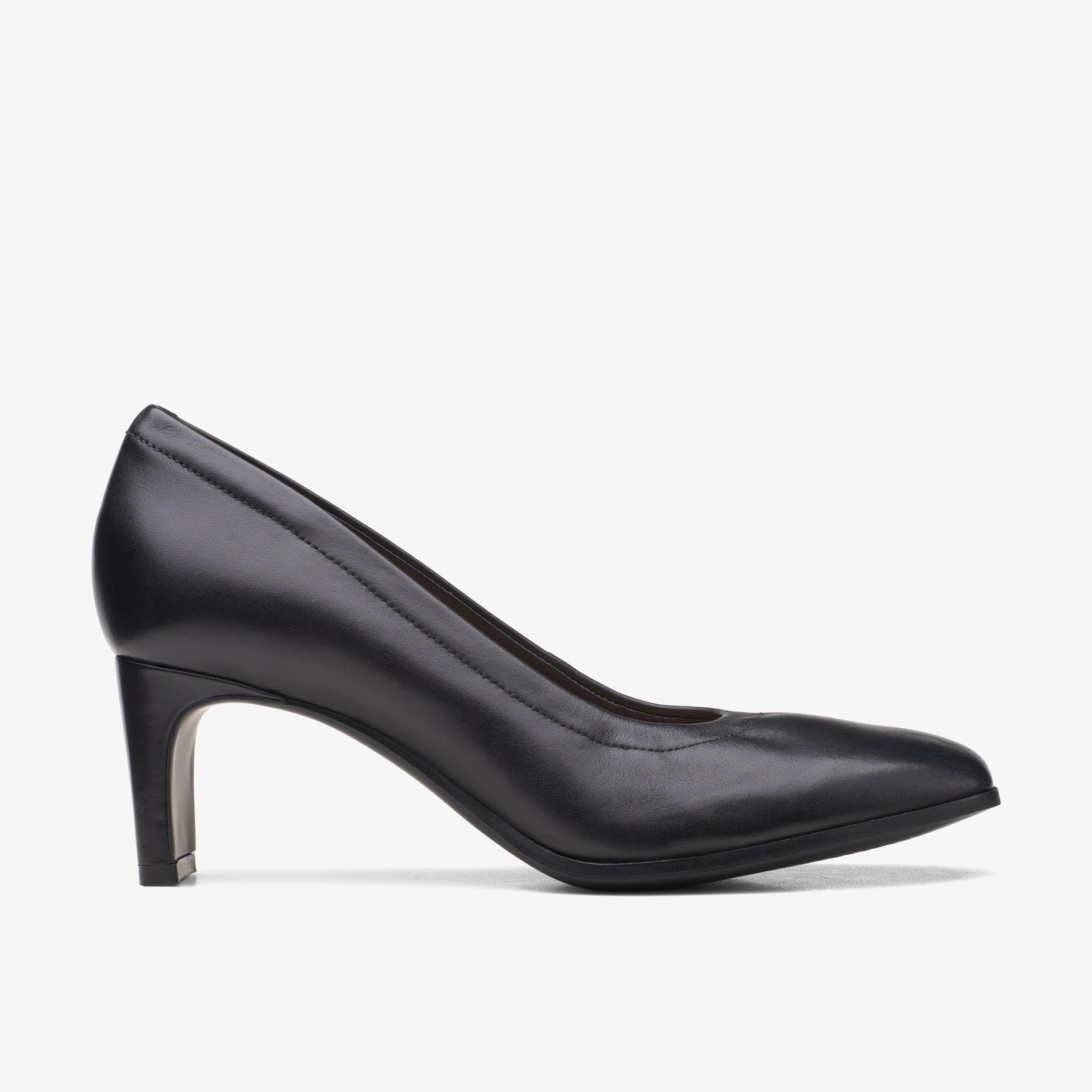 Clarks black best sale heeled shoes