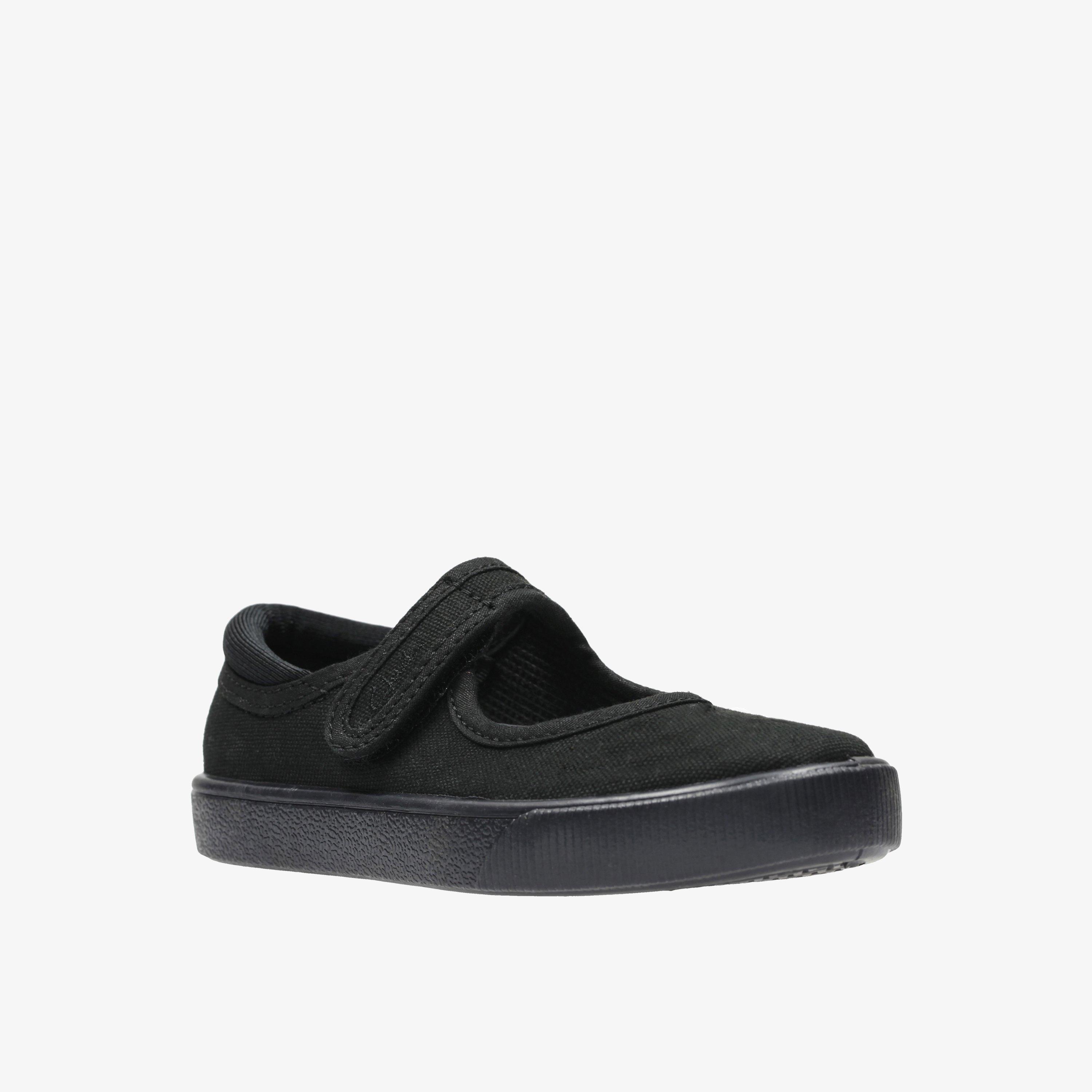 Star Hop 2 Kid Black Plimsolls School Shoes, view 3 of 4