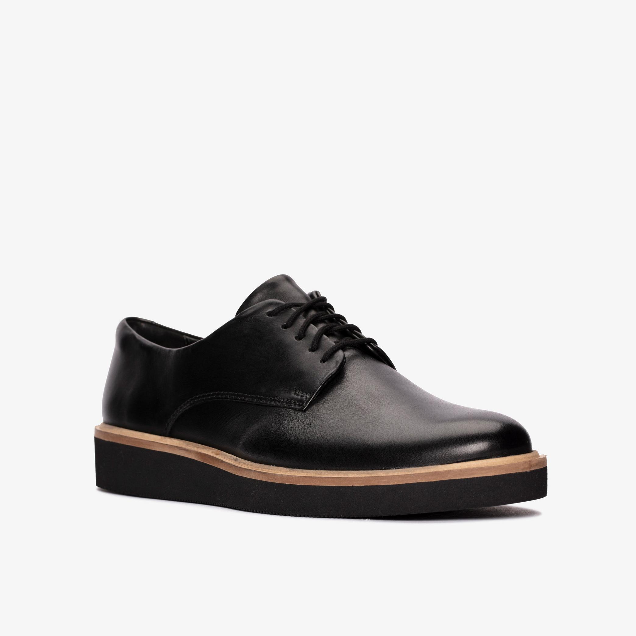 WOMENS Glickly Derby Black Leather Derby Shoe | Clarks Outlet