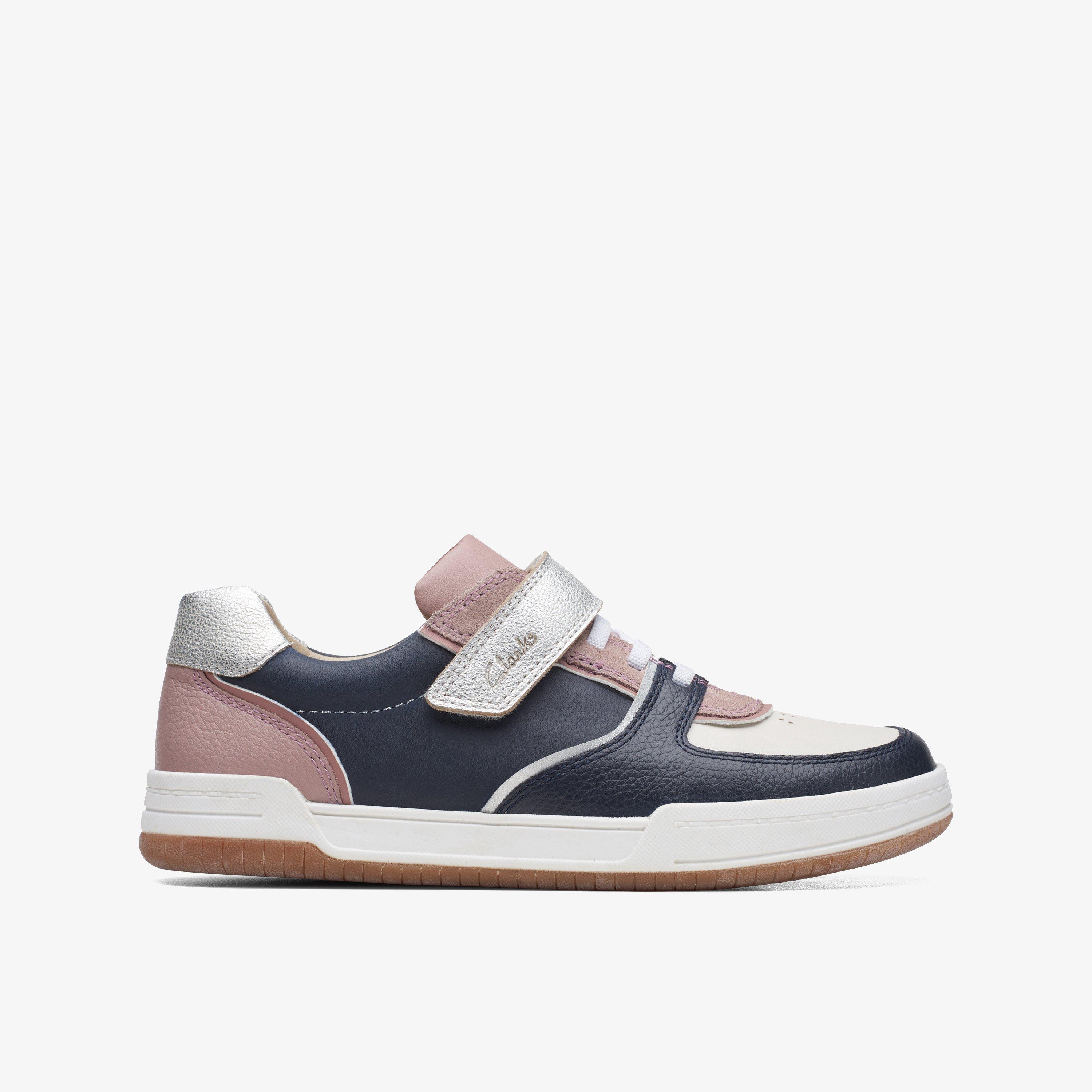 Fawn Craft Older Pink/Navy Combination Trainers, view 1 of 6