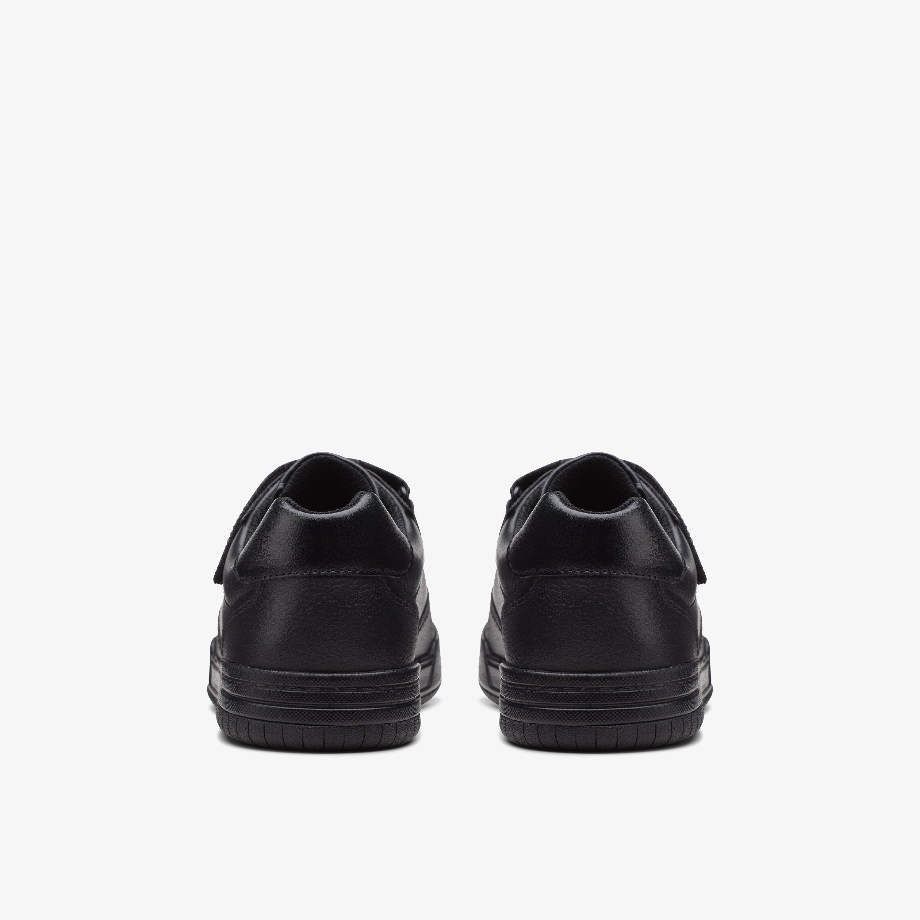 Fawn Lay Older Black Leather Riptape School Shoes, view 4 of 6
