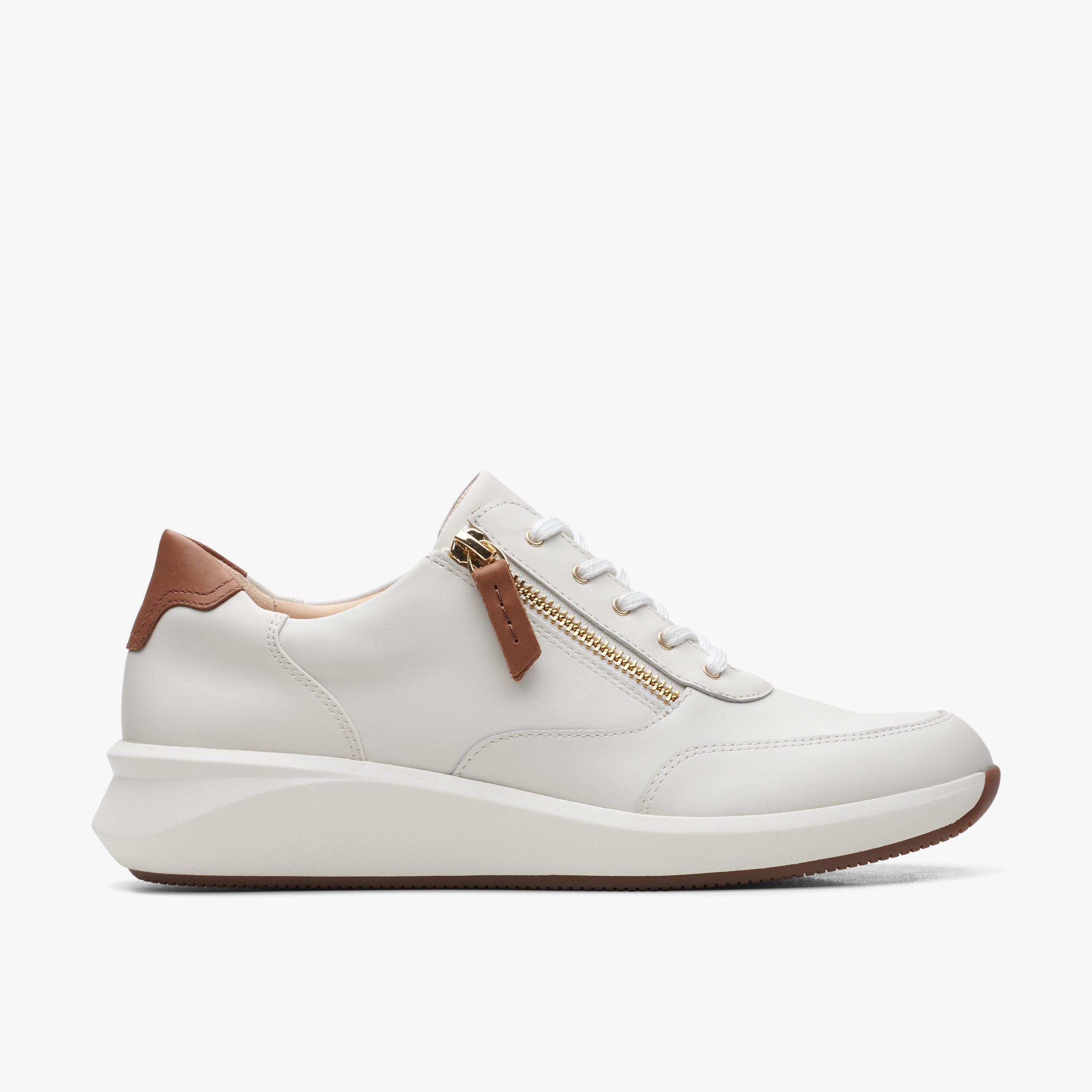 WOMENS Un Rio Zip White Leather Trainers | Clarks Outlet