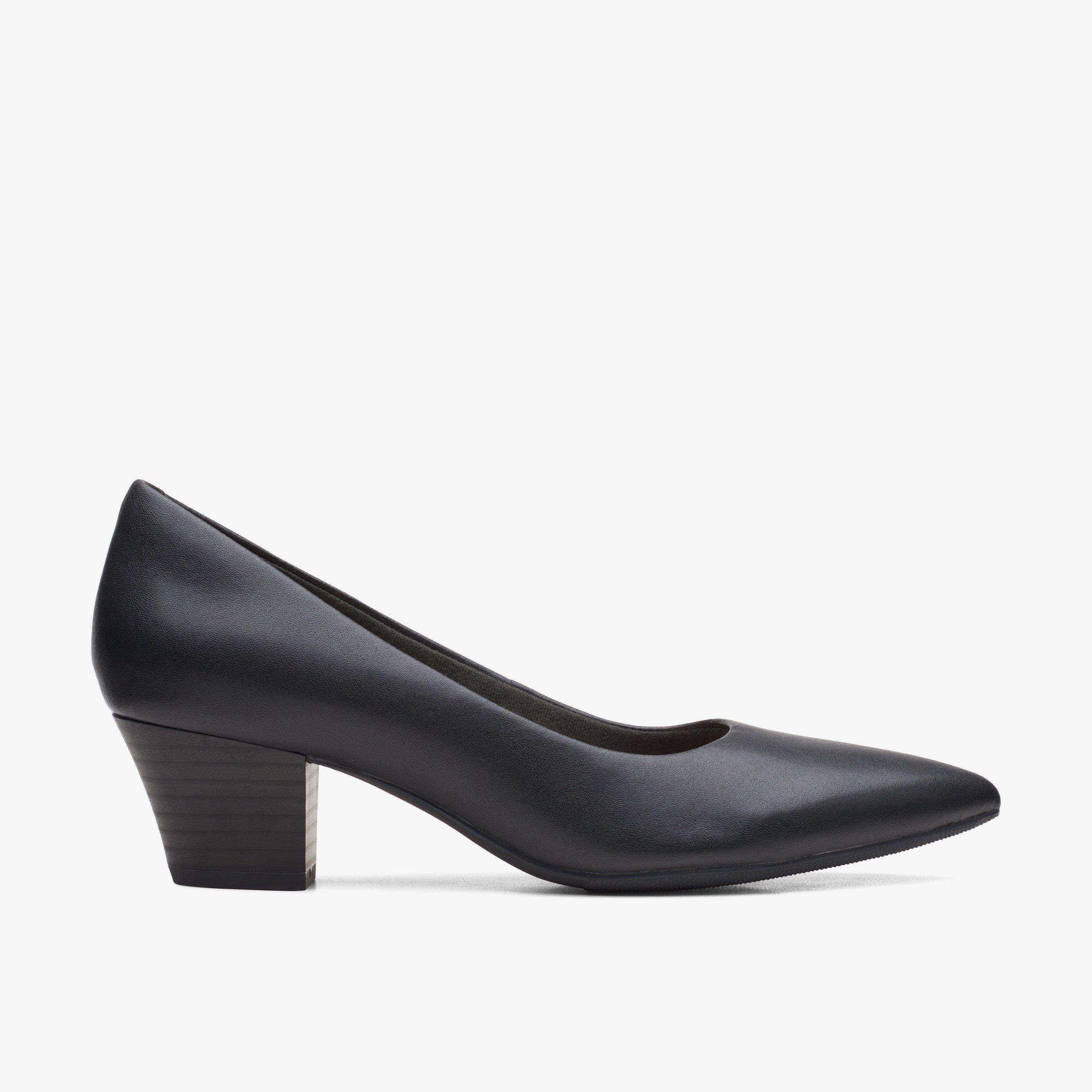 Womens black leather court shoes sale