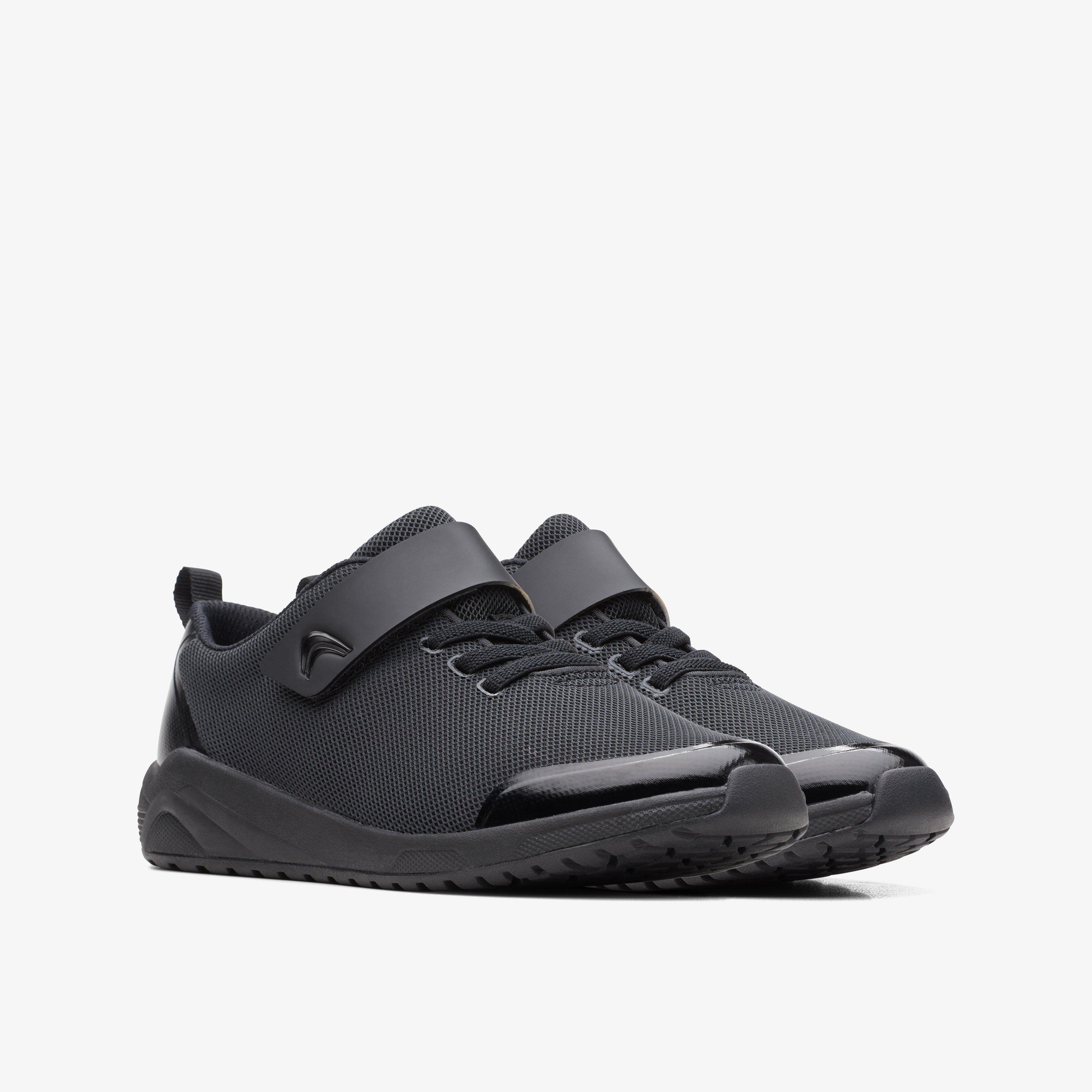 Aeon Pace Older Black Riptape School Shoes, view 4 of 6