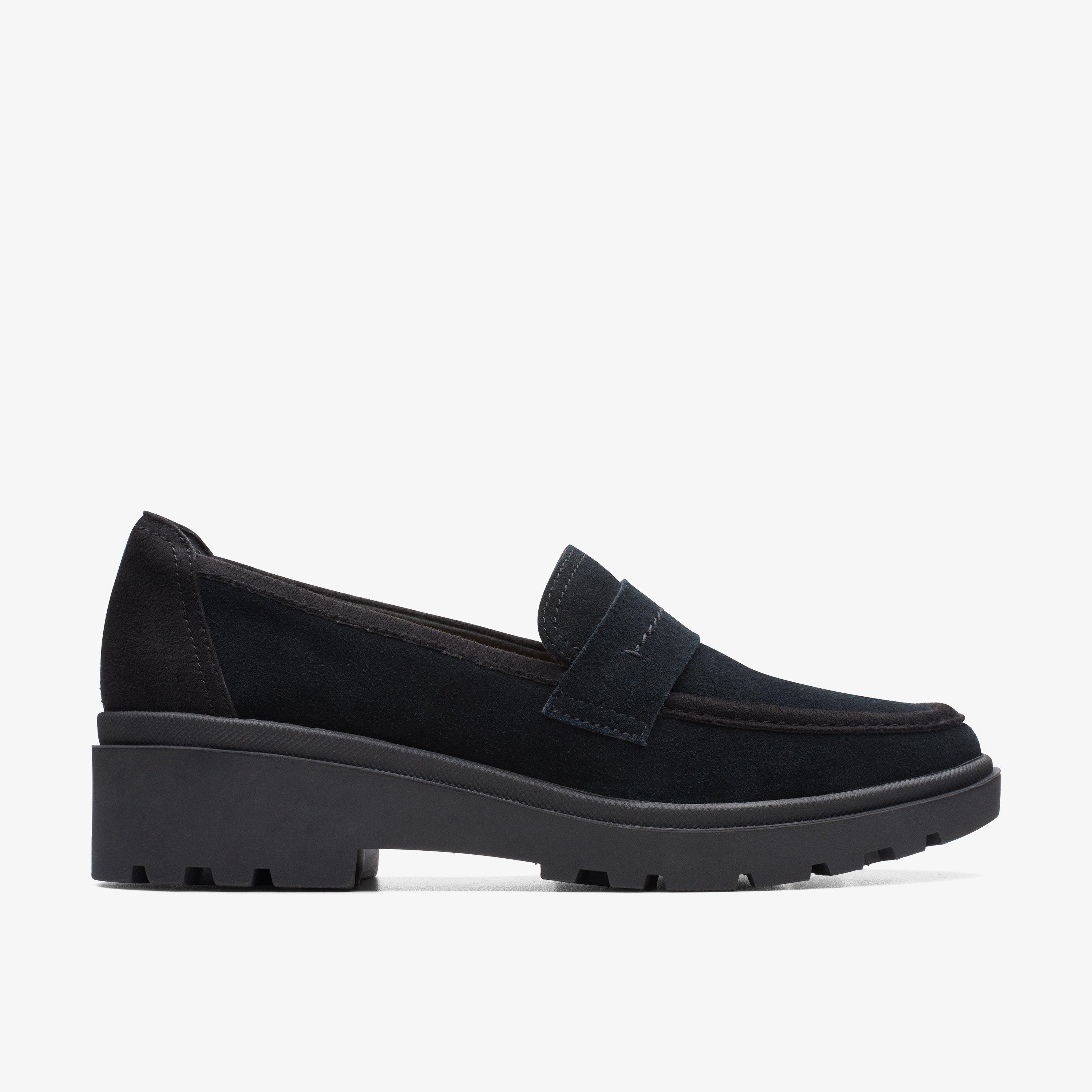 WOMENS Calla Ease Black Suede Loafers | Clarks Outlet