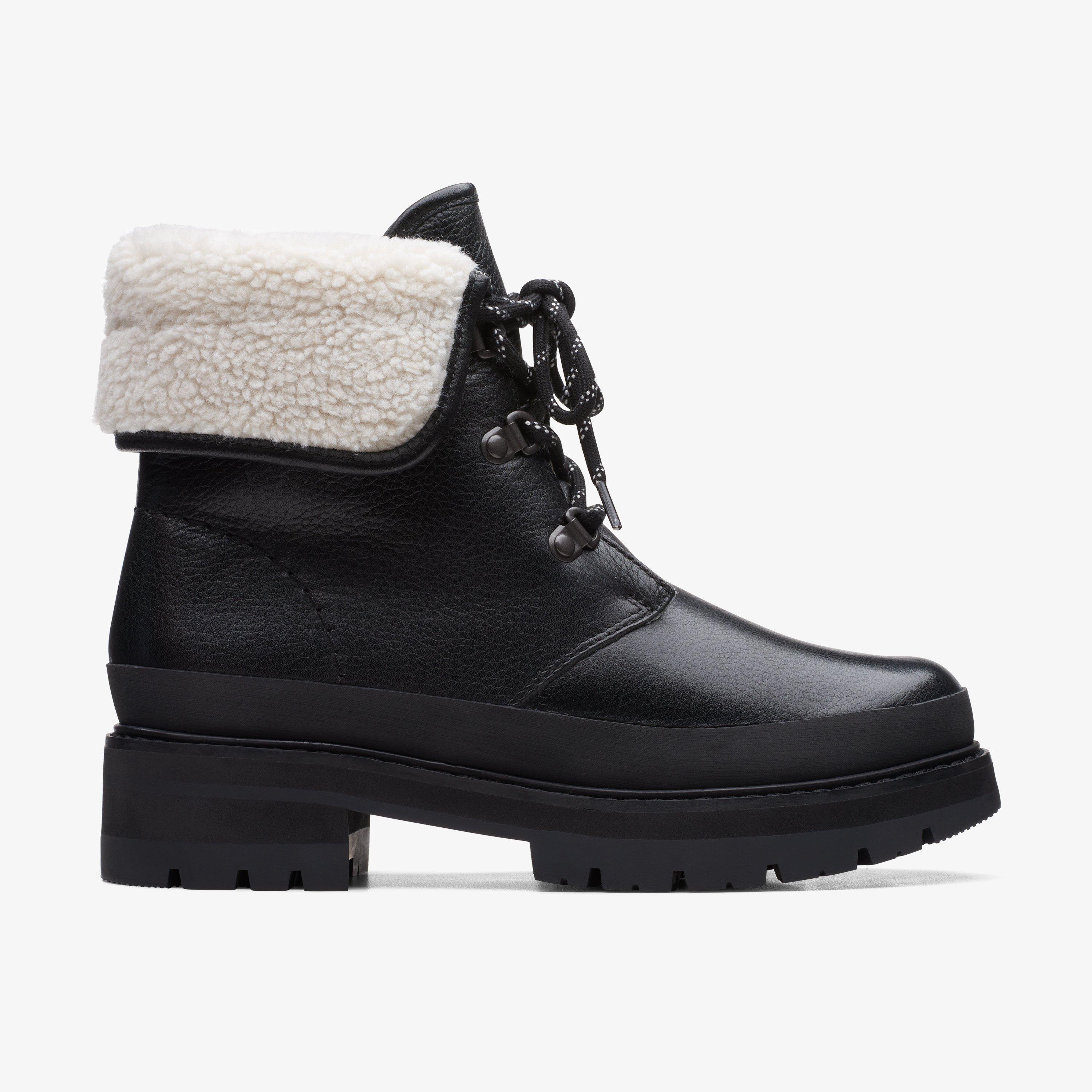 Womens Orianna Turn Black Warmlined Leather Ankle Boots | Clarks UK