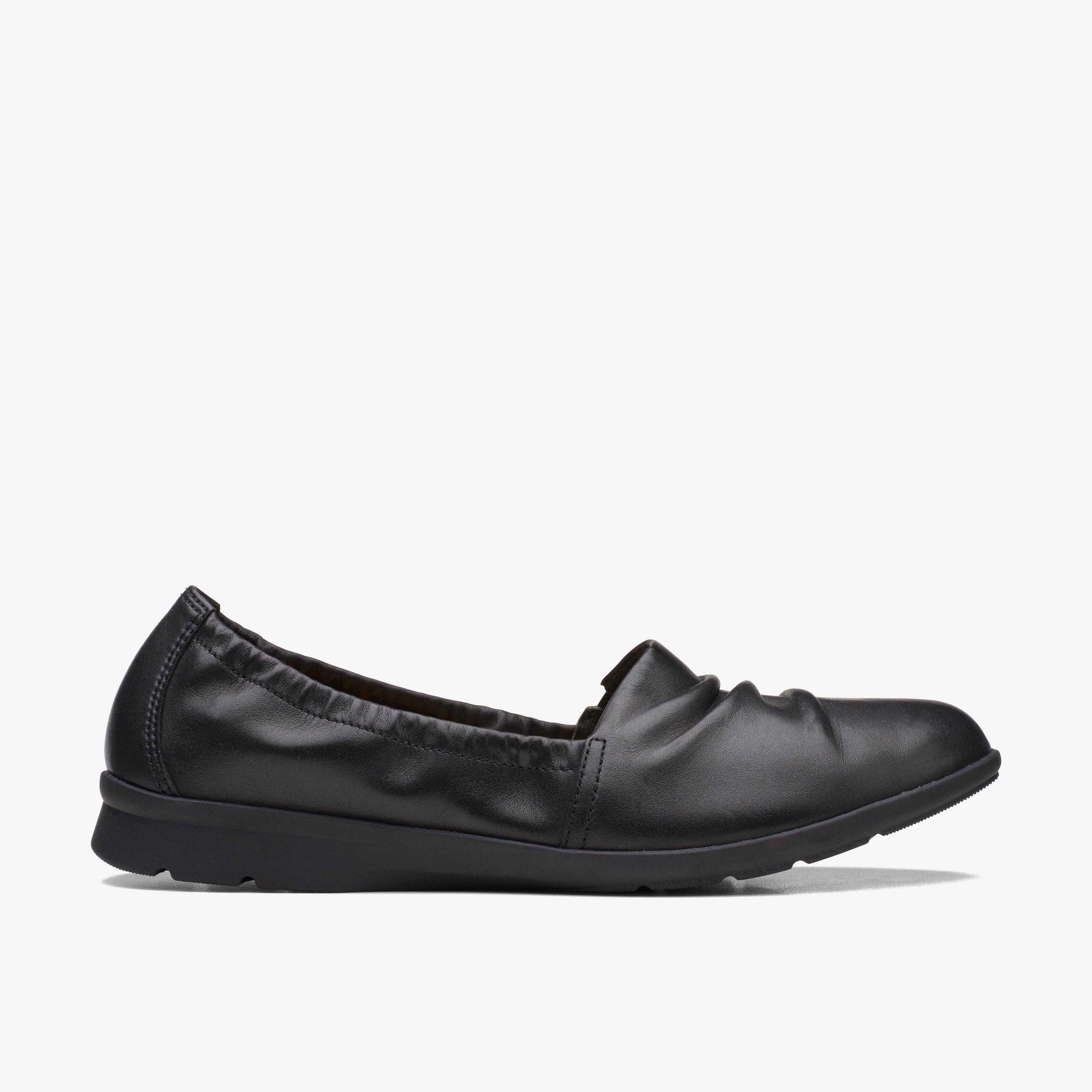 WOMENS Jenette Ruby Black Leather Slip Ons | Clarks Outlet