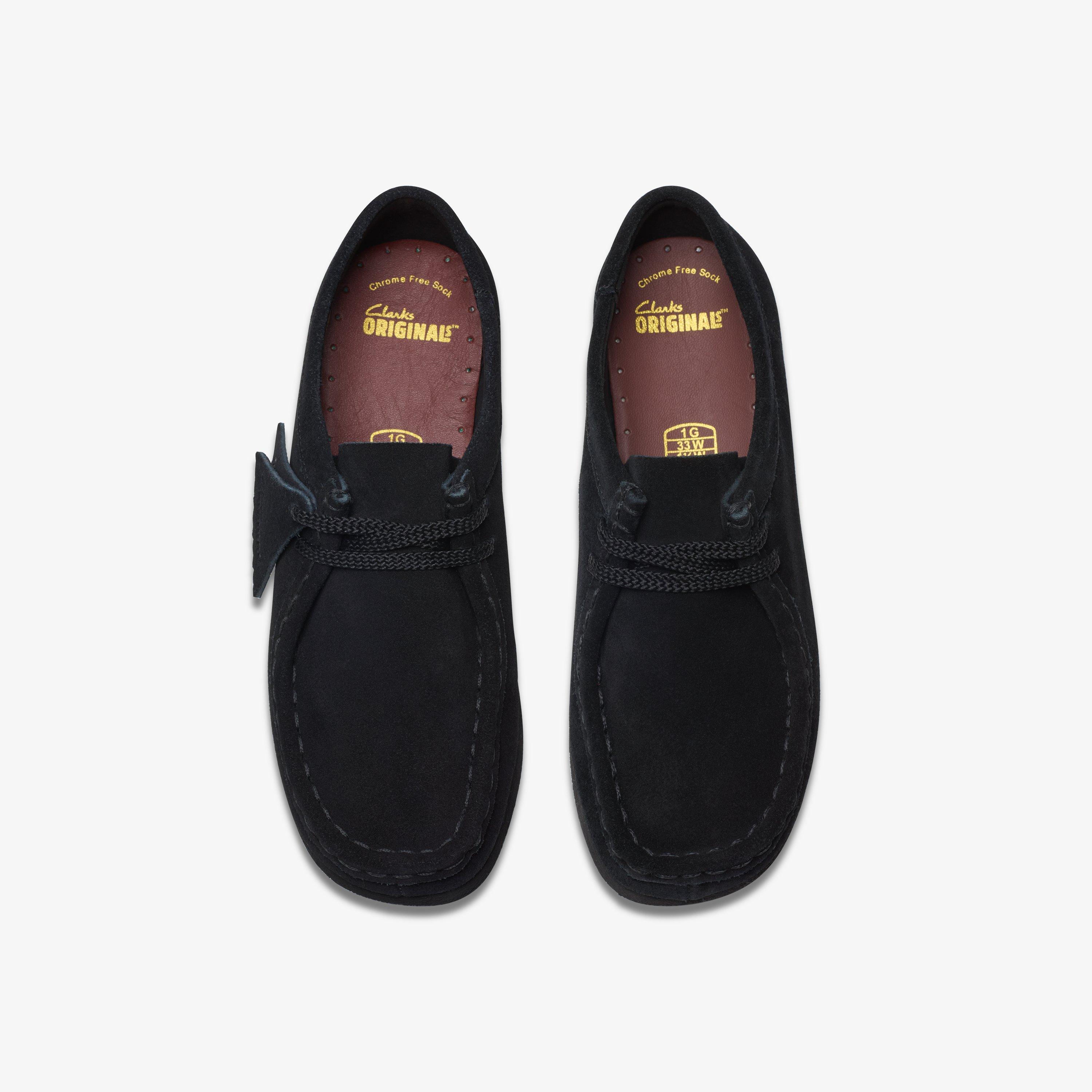 BOYS Wallabee Older Black Suede Shoes Clarks US