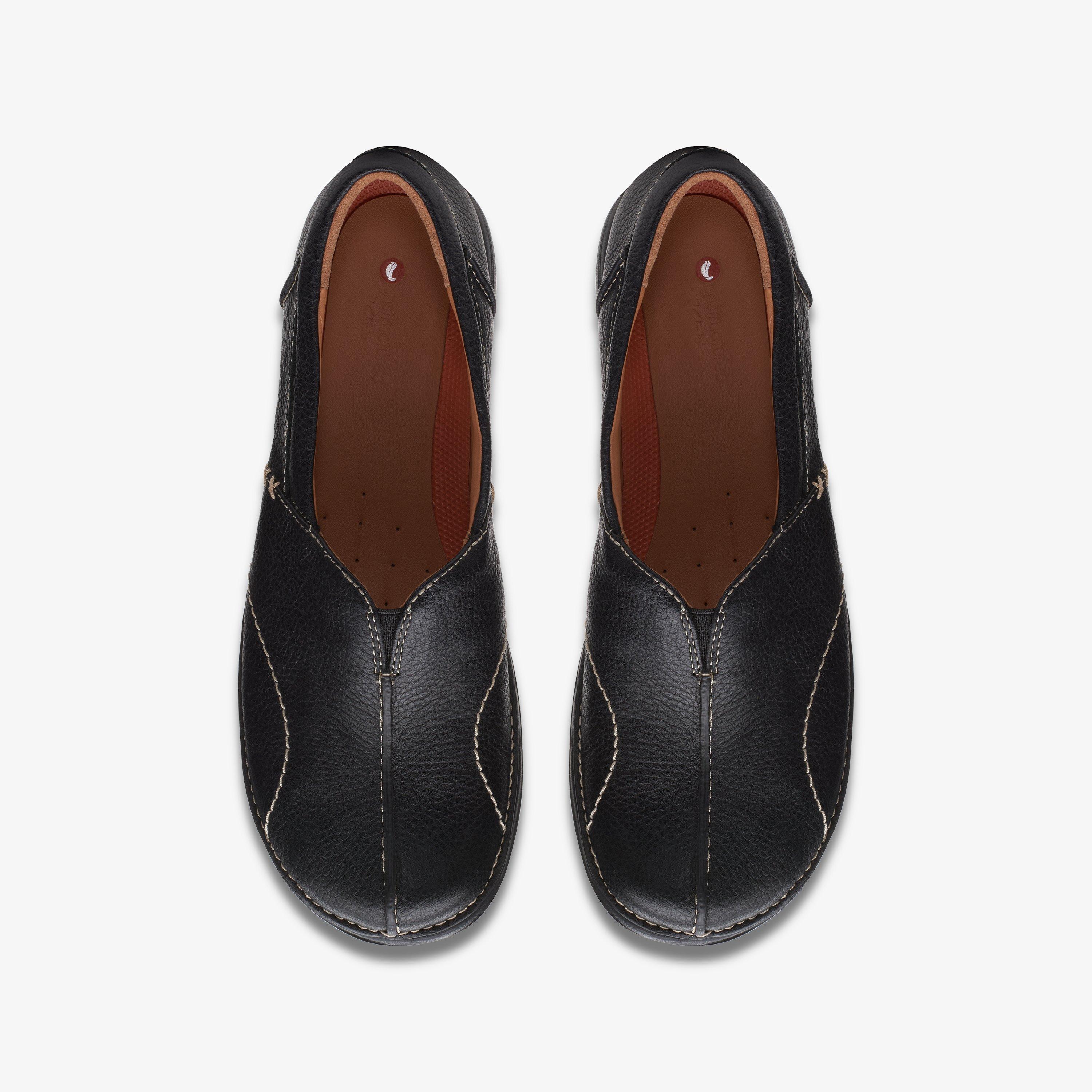 Un Loop Stride Black Leather Slip-Ons, view 6 of 6