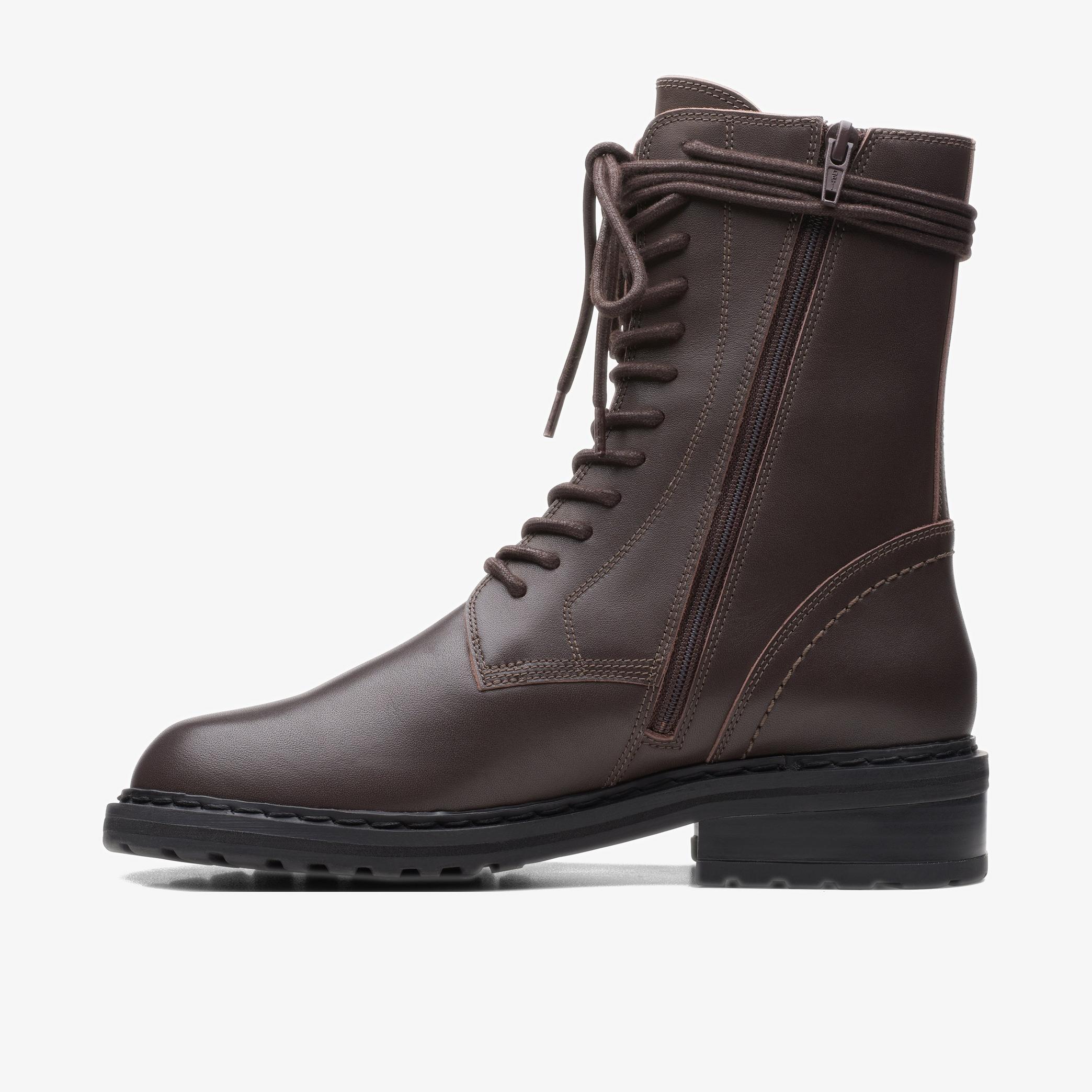 Tilham Lace Dark Brown Leather Ankle Boots, view 2 of 6