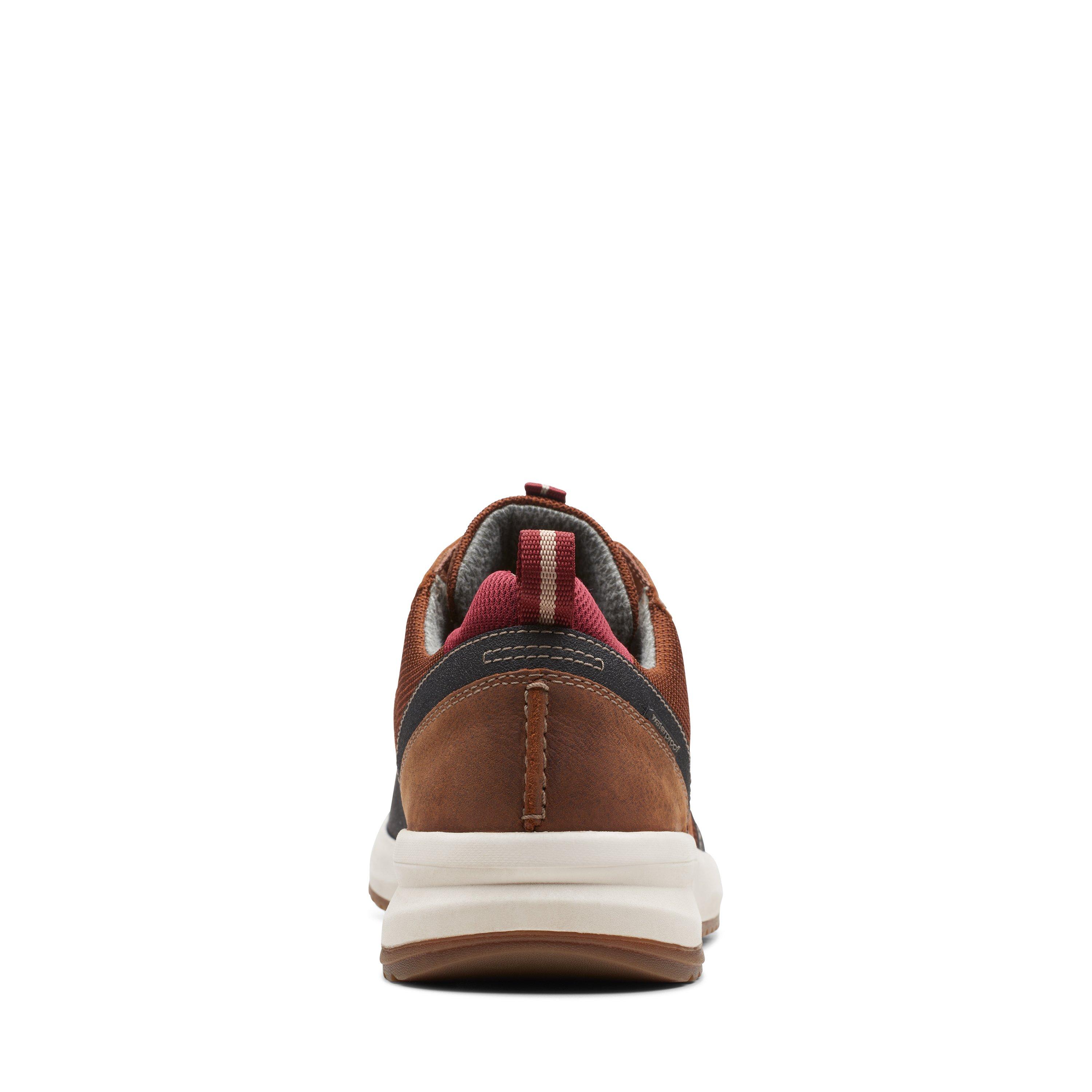 Clarks Mens WellmanTrailAP Brown Leather Casual Waterproof Hiking Sneaker Shoes