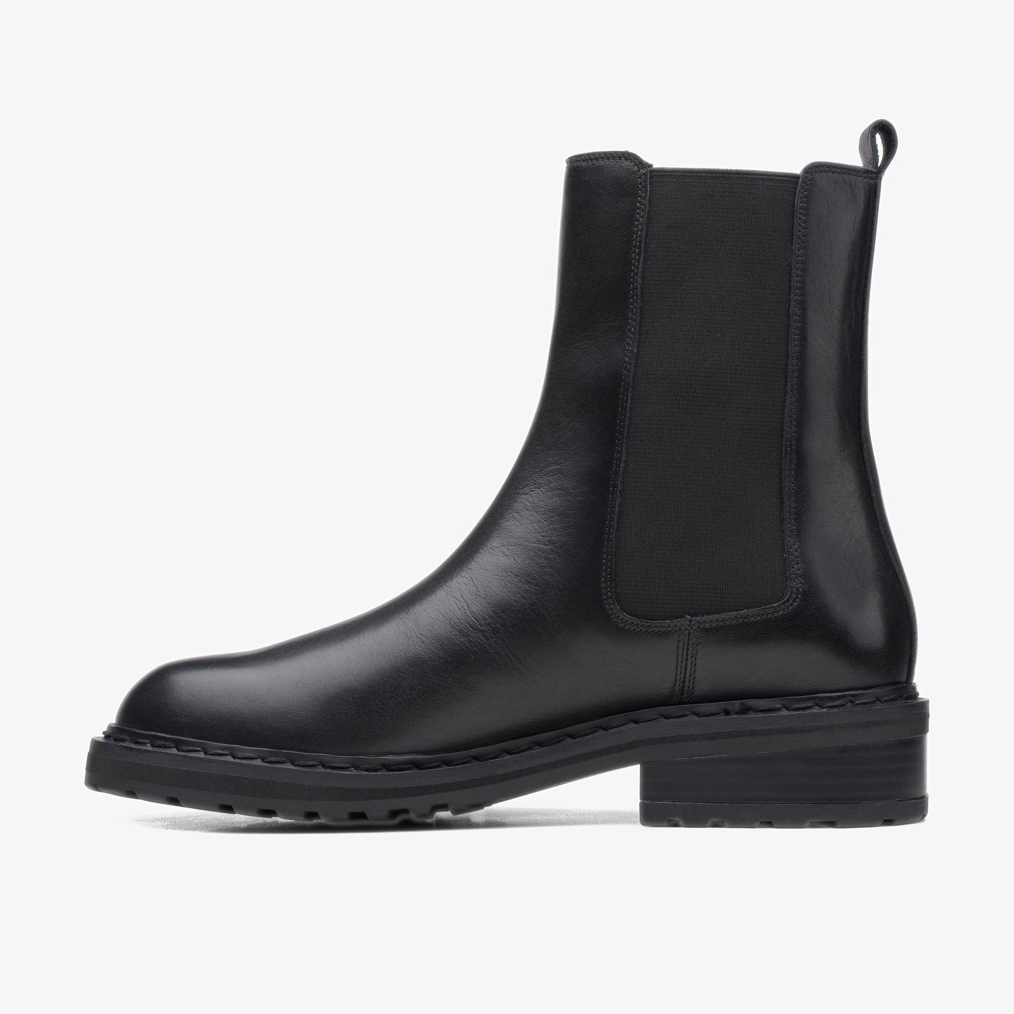 WOMENS Tilham Chelsea Black Leather Ankle Boots | Clarks Outlet