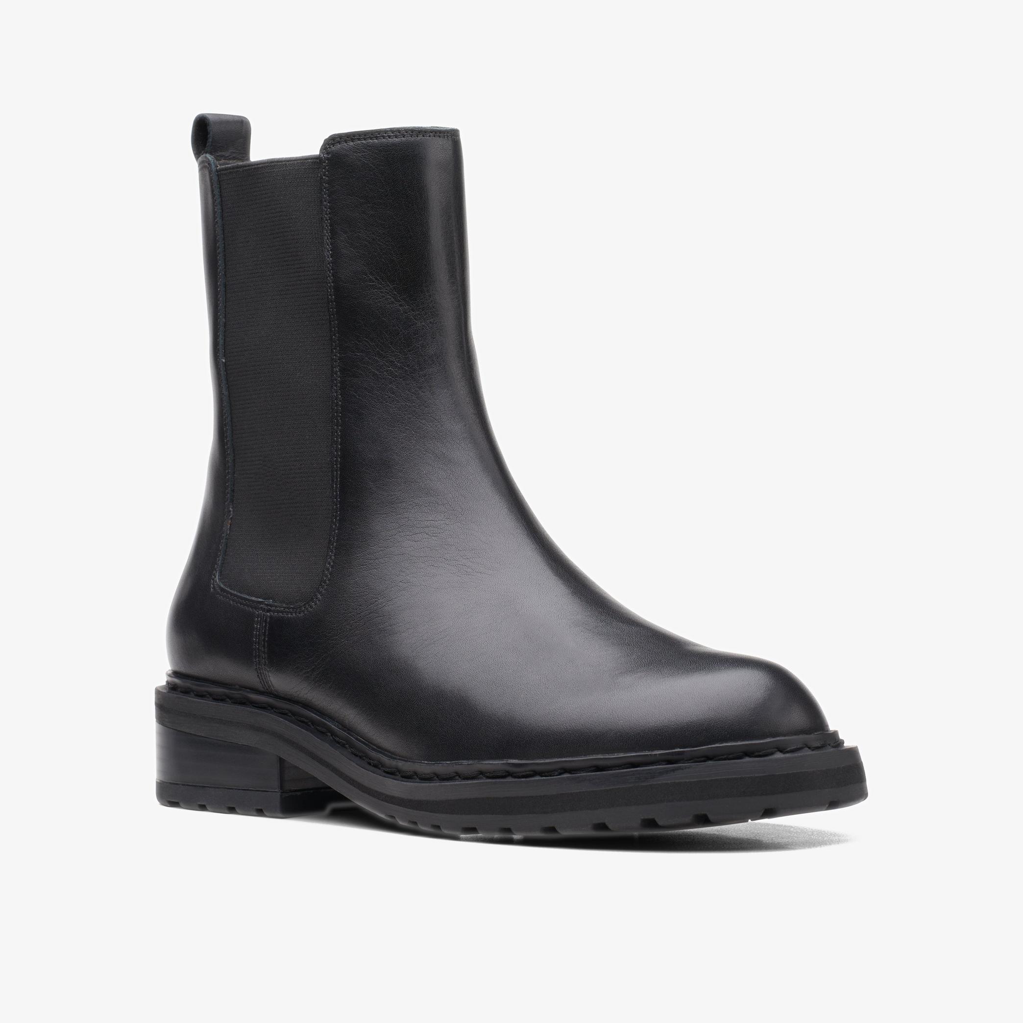 Tilham Chelsea Black Leather Ankle Boots, view 3 of 6