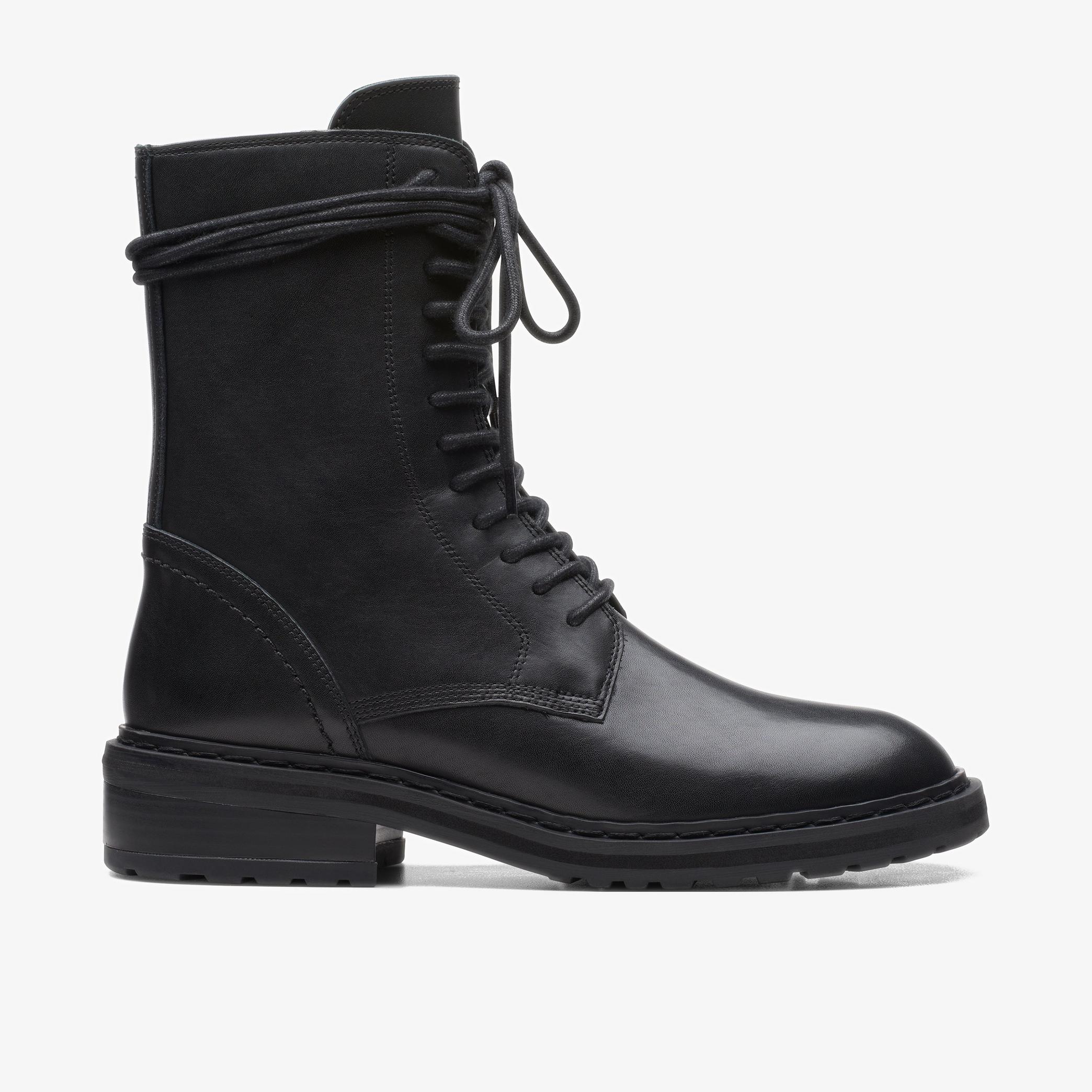 Tilham Lace Black Leather Ankle Boots, view 1 of 6