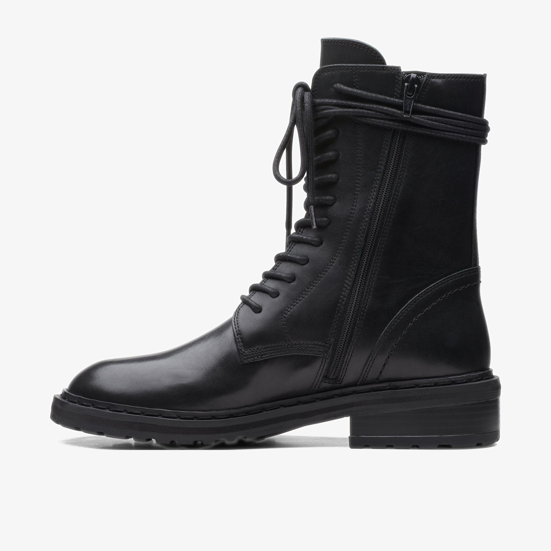 Tilham Lace Black Leather Ankle Boots, view 2 of 6