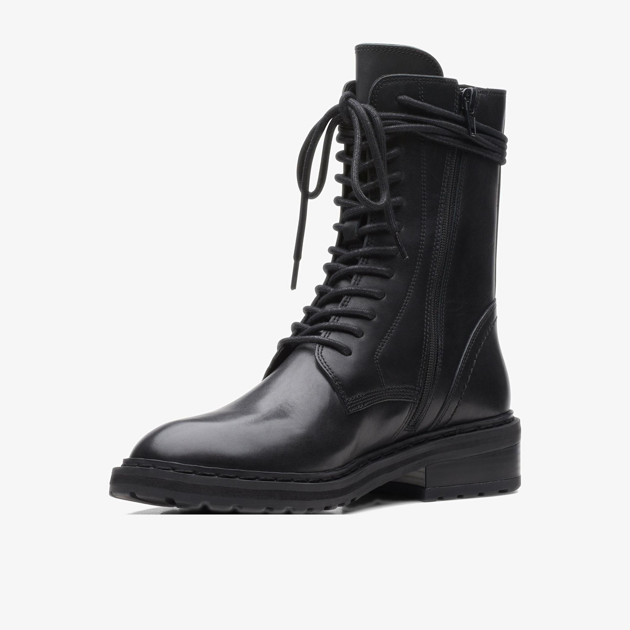 Tilham Lace Black Leather Ankle Boots, view 4 of 6