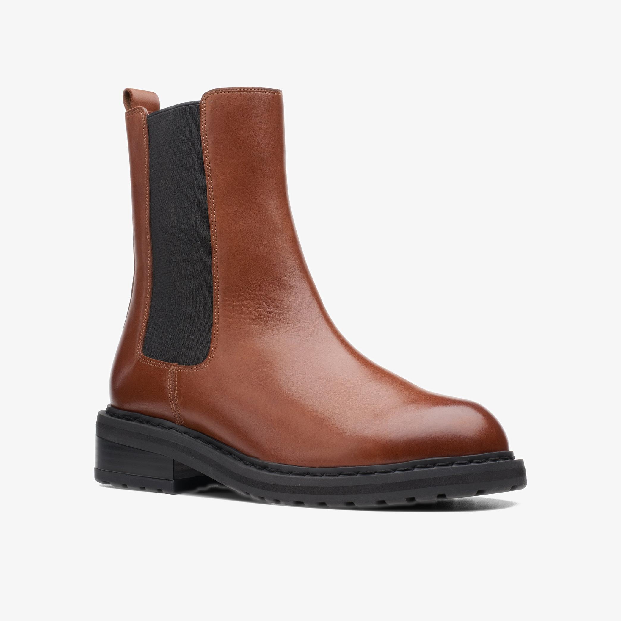 Tilham Chelsea Dark Tan Leather Ankle Boots, view 3 of 6