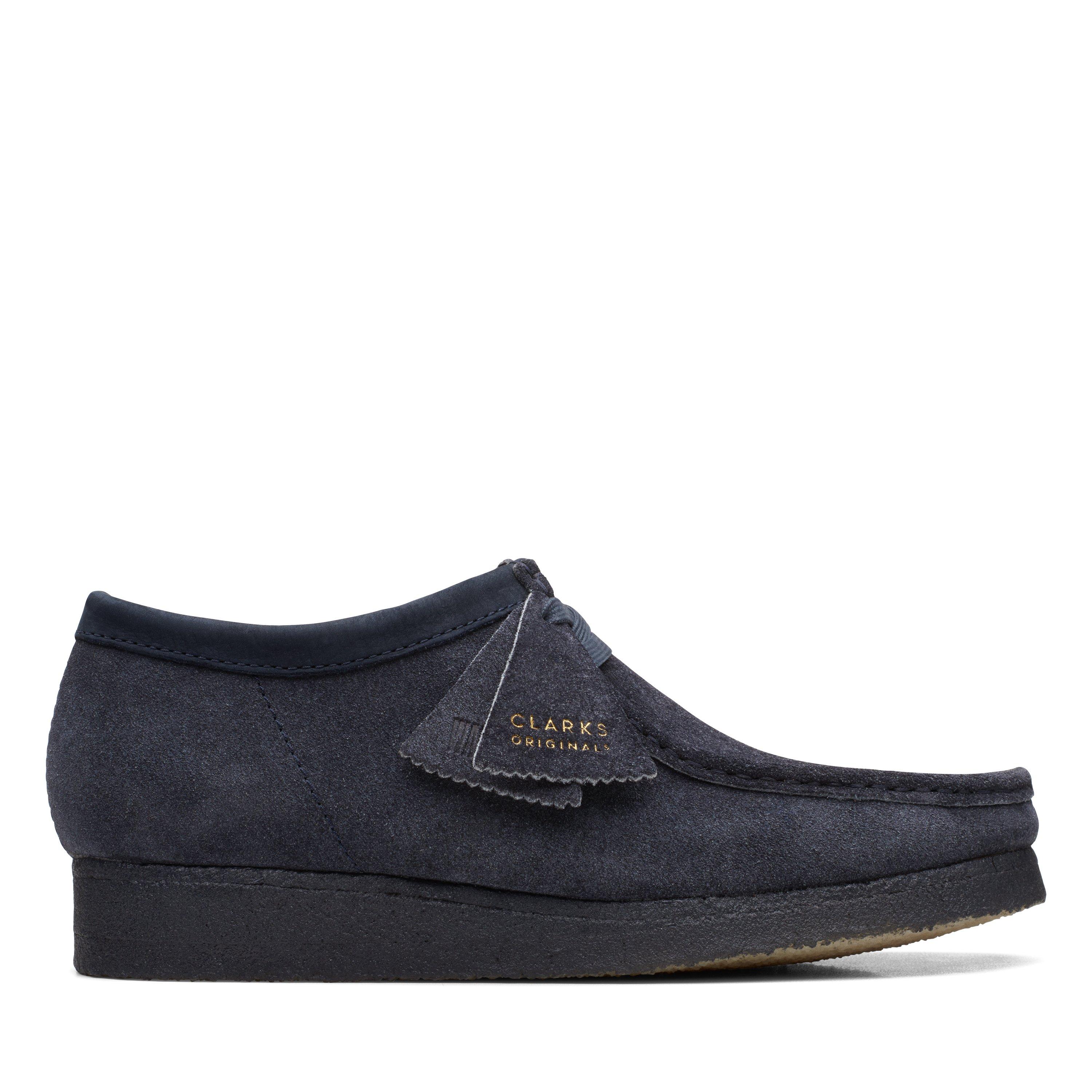 Clarks Originals Mens Wallabee Moccasin Blue Suede Casual Shoes | eBay