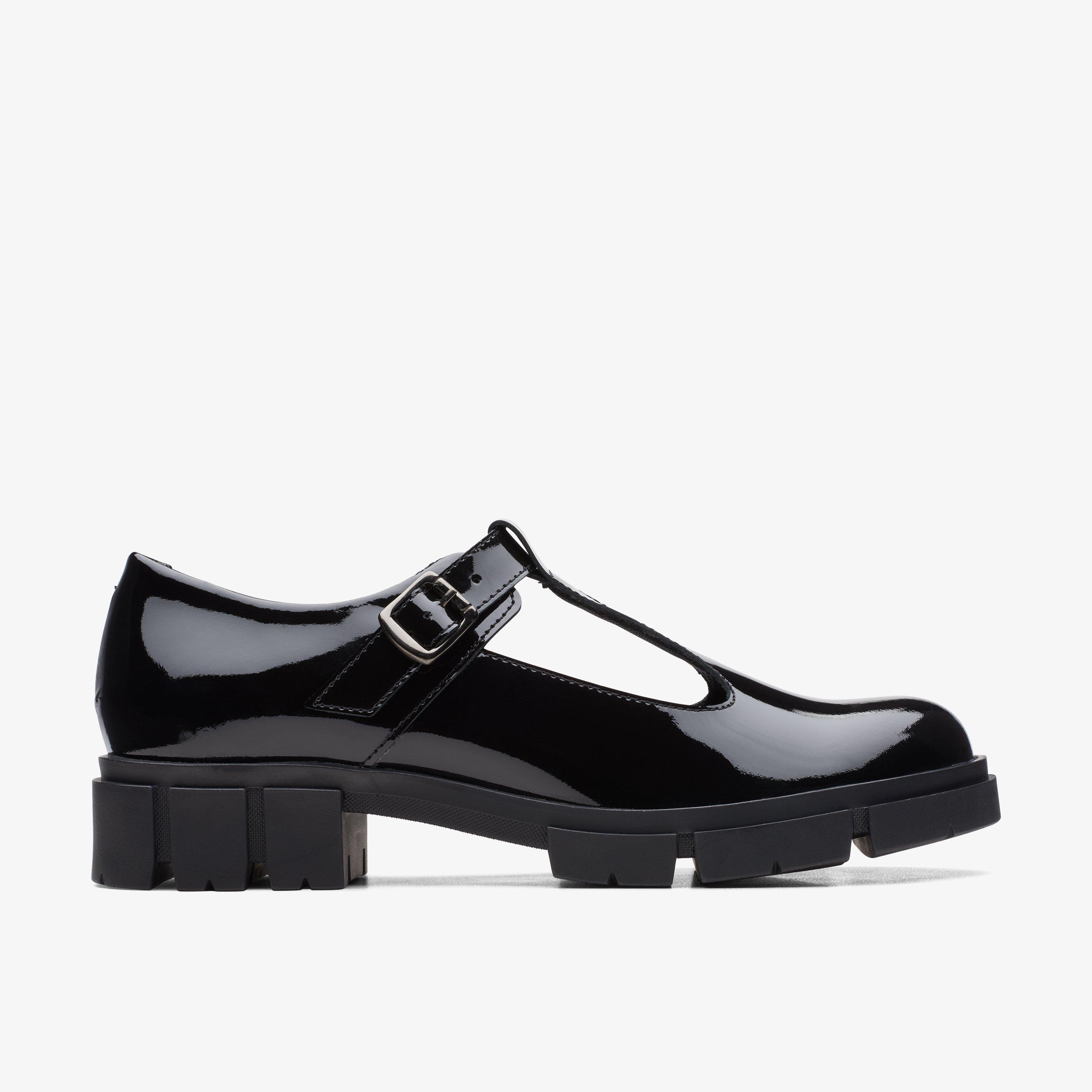 Teala Bar Black Patent T Bar Shoes, view 1 of 6