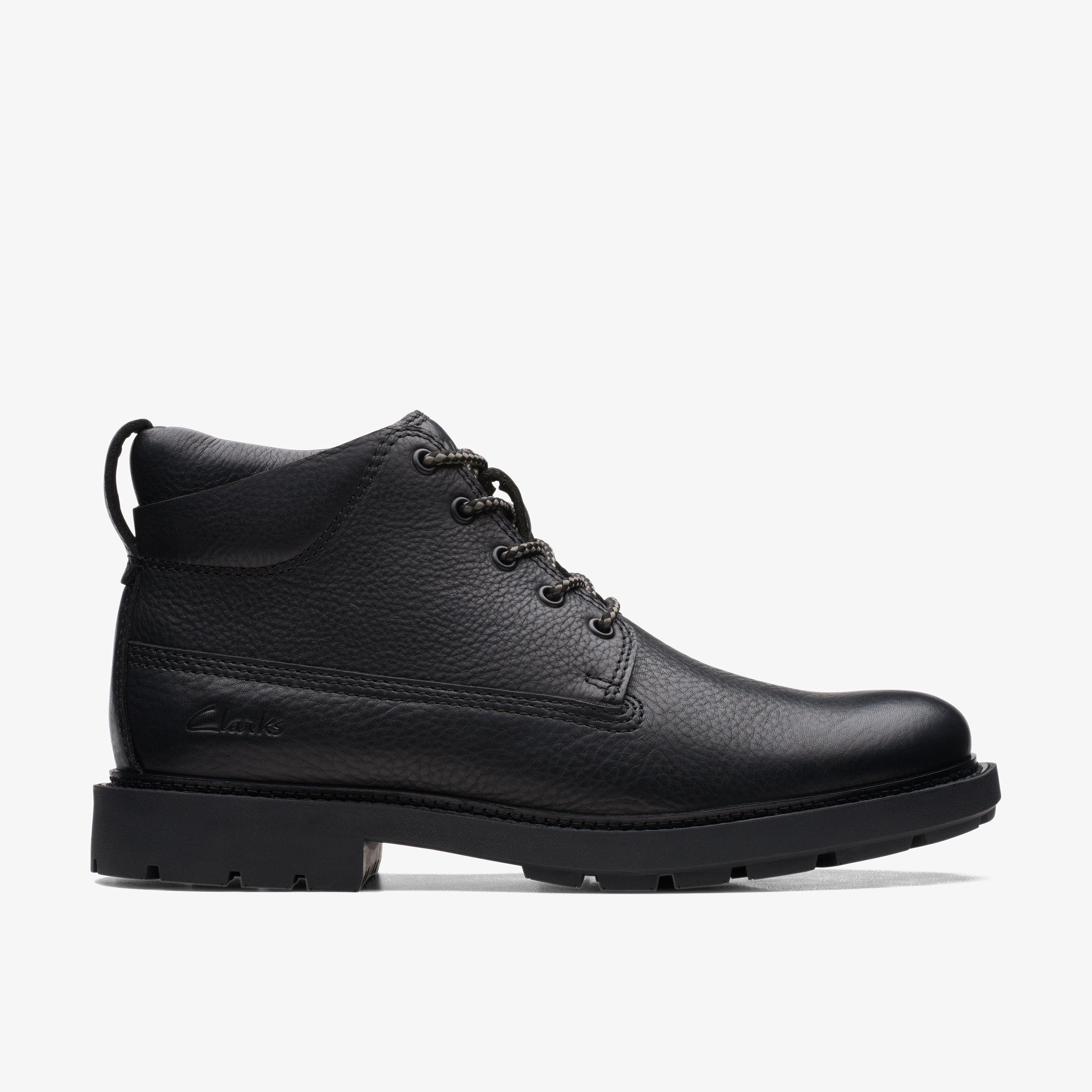 MENS Craftdale2 Mid Black Warmlined Leather Ankle Boots | Clarks Outlet
