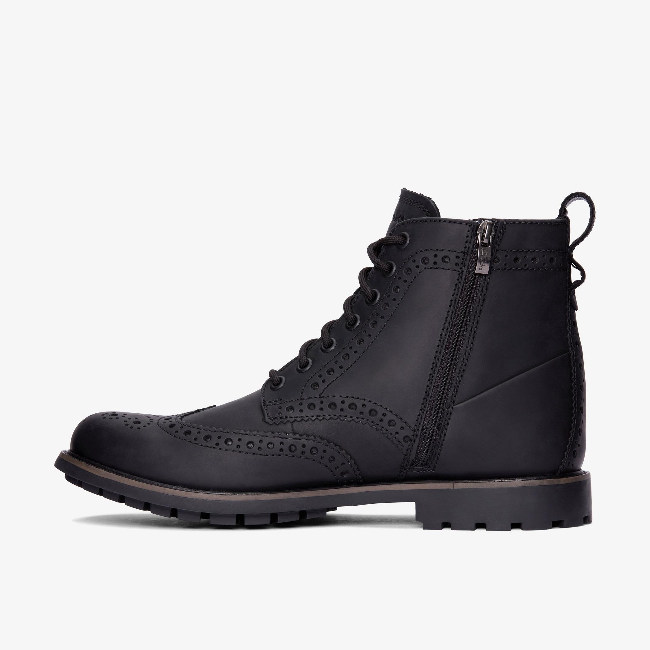 MENS Westcombe Limit Black Warmlined Leather Ankle Boots | Clarks Outlet