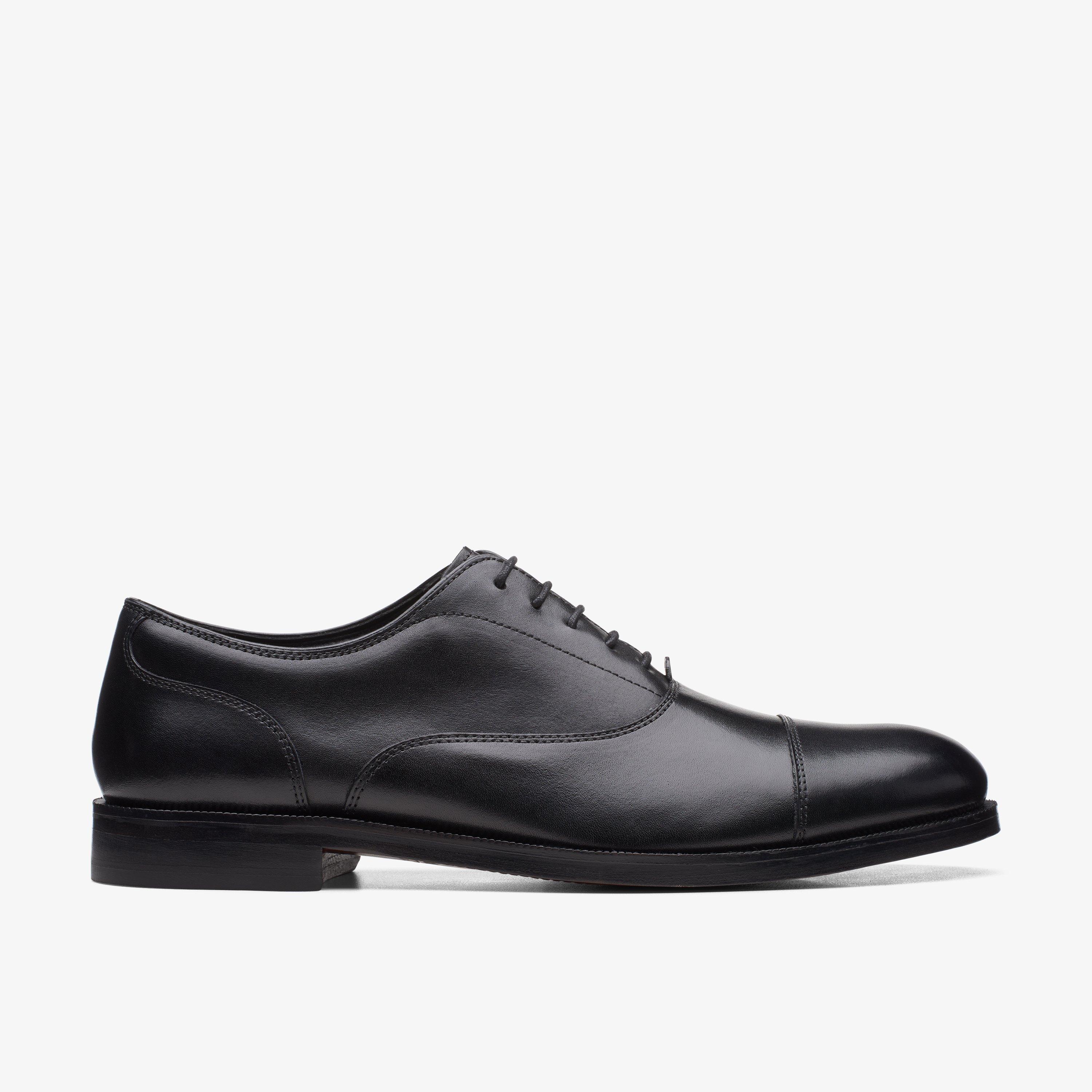 Mens Craftdean Cap Black Leather Shoes | Clarks UK