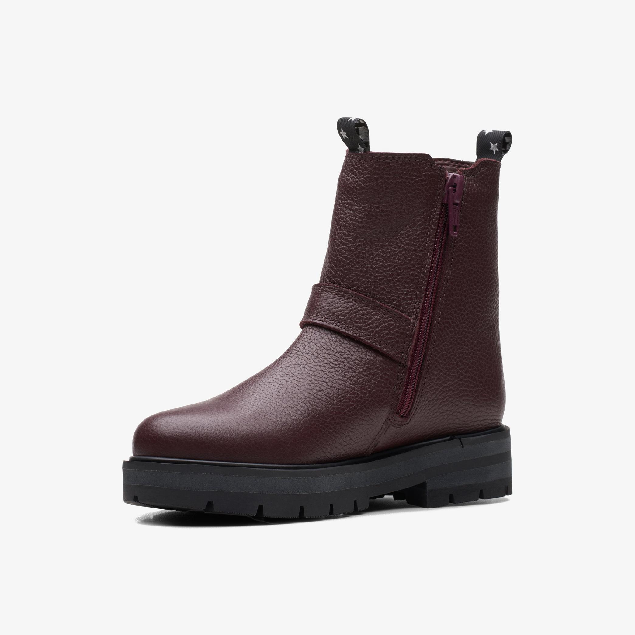 Prague River Kid Burgundy Leather Ankle Boots, view 4 of 6