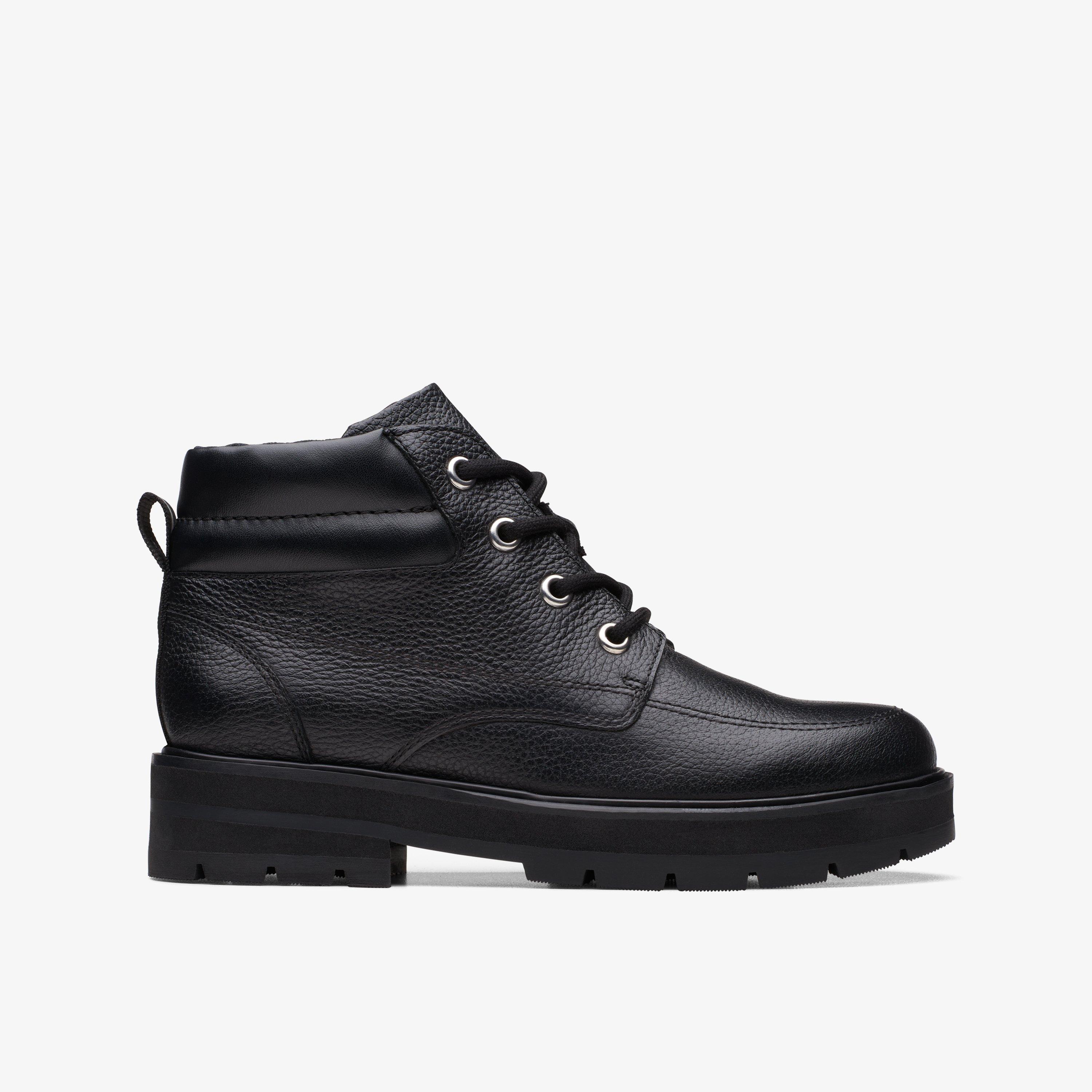 Prague Zip Older Black Leather Ankle Boots Lace Up, view 1 of 6