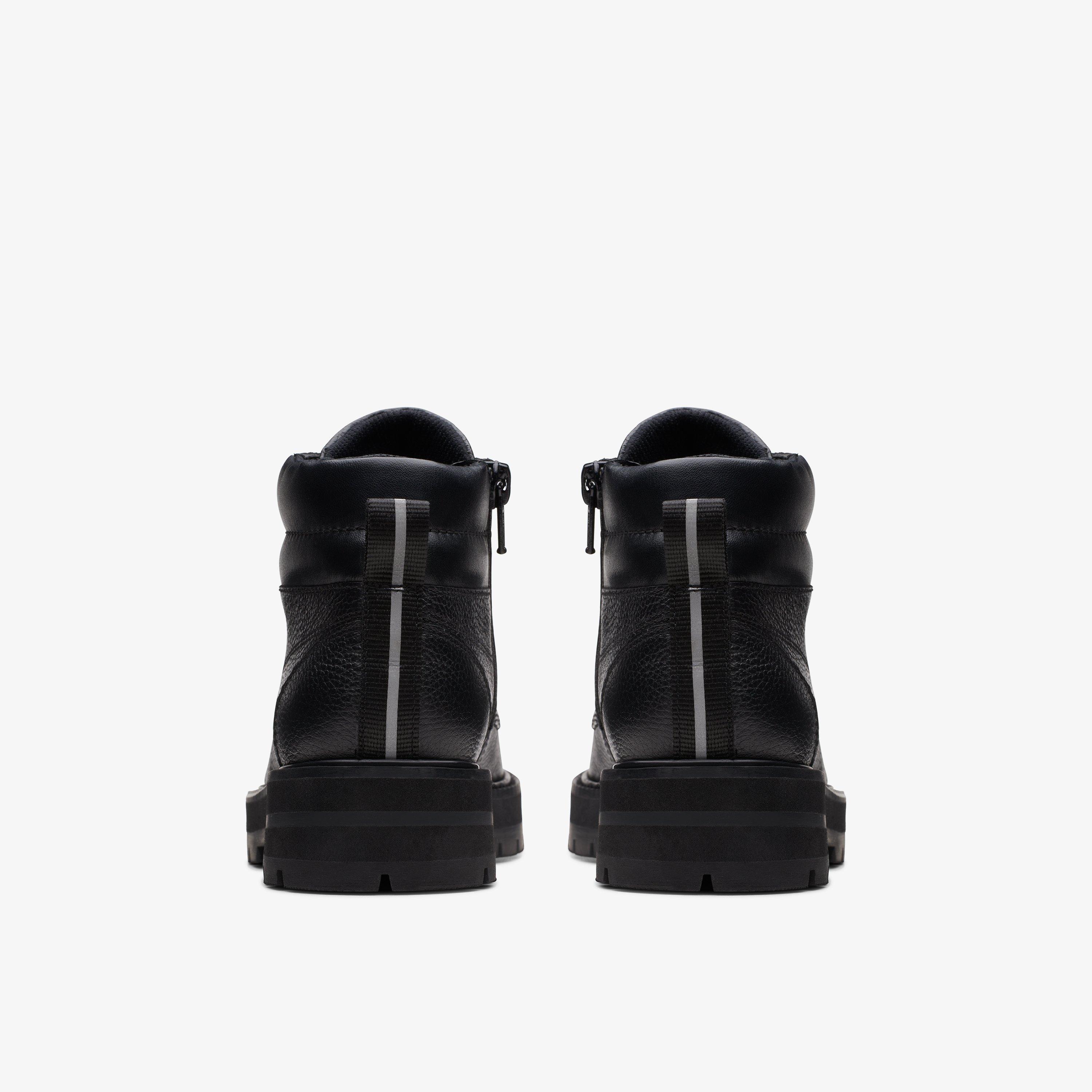 Prague Zip Older Black Leather Ankle Boots Lace Up School Shoes, view 5 of 6