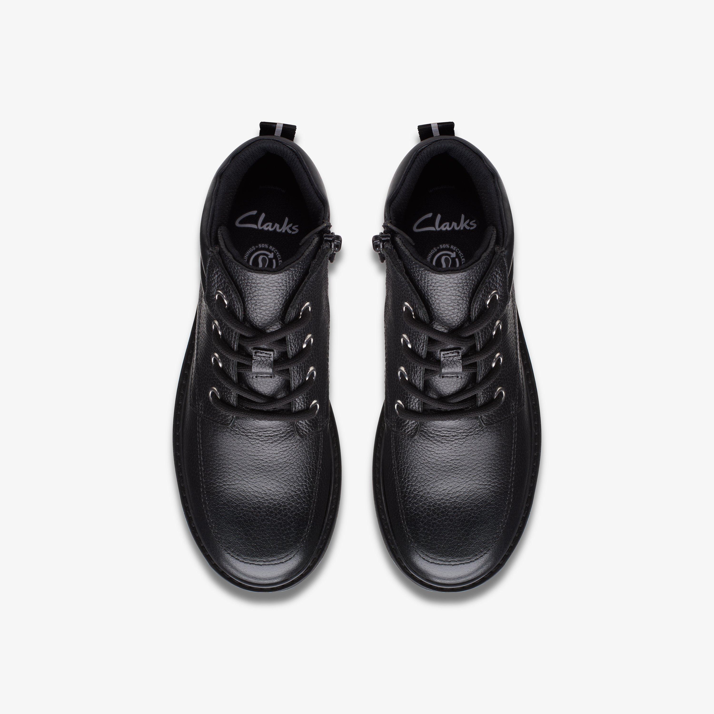 Prague Zip Older Black Leather Ankle Boots Lace Up School Shoes, view 6 of 6