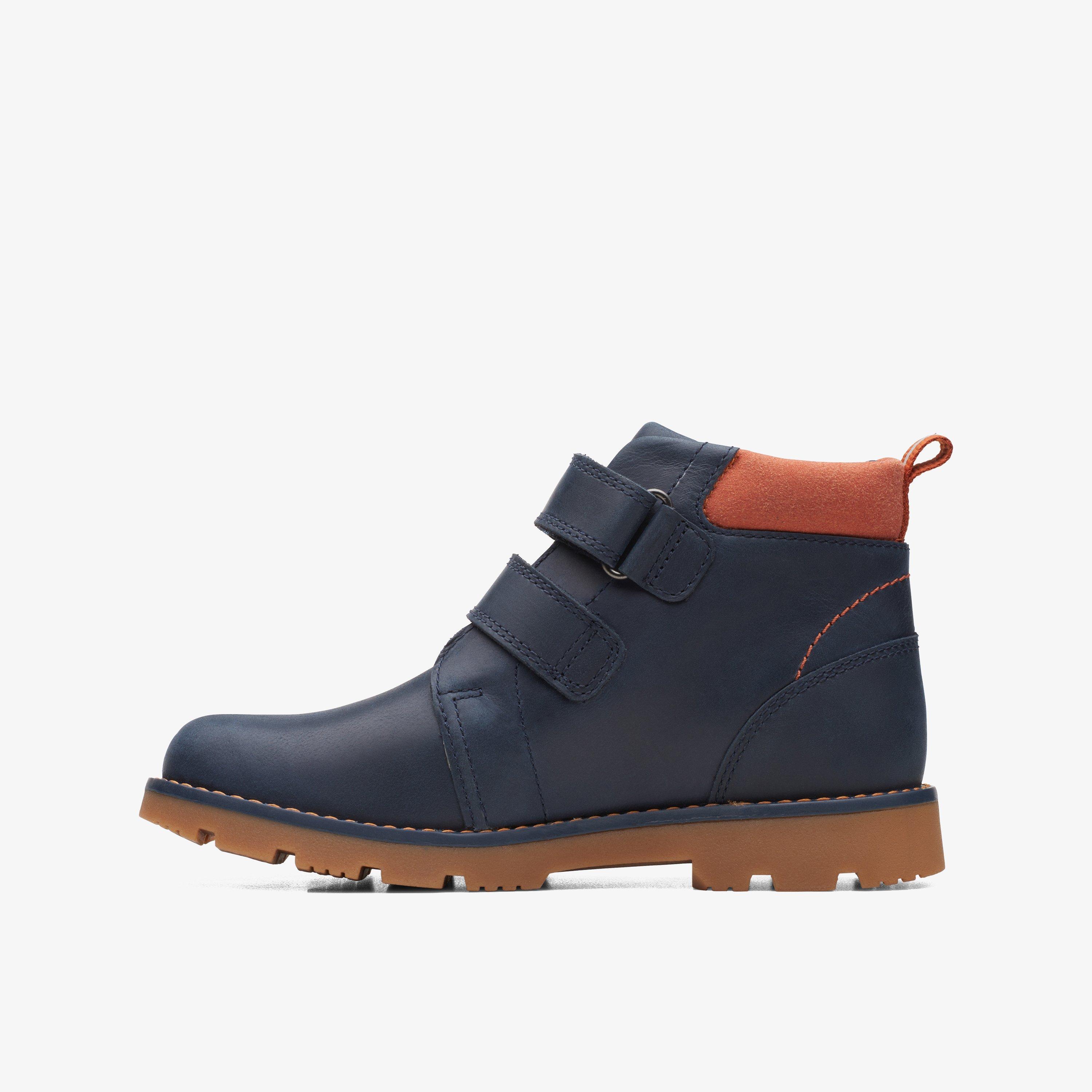 Boys Girls, Kids Unisex Heath Strap Kid Navy Ankle Boots | Clarks Outlet