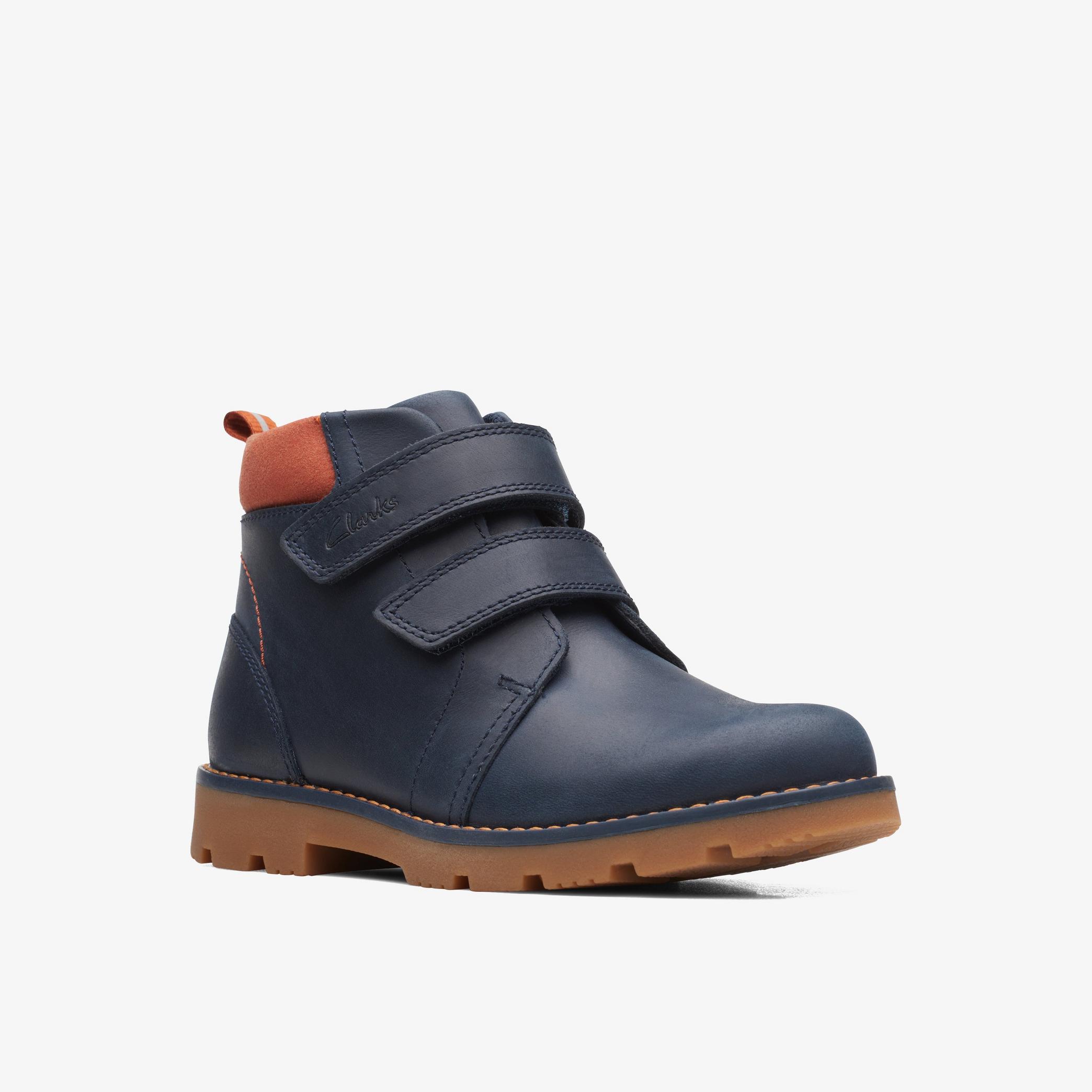 Boys, Girls, Kids Unisex Heath Strap Kid Navy Ankle Boots | Clarks UK