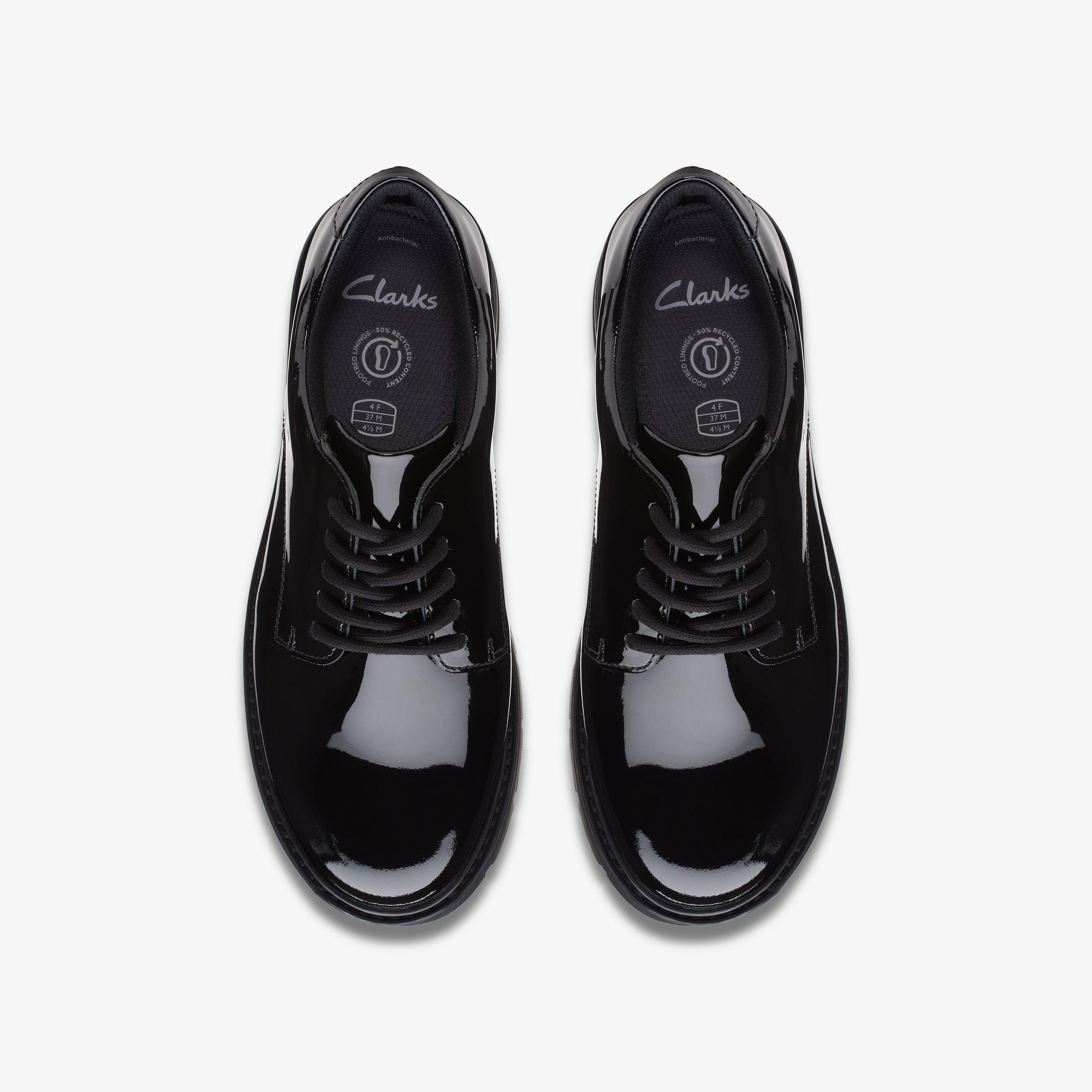Prague Lace Youth Black Patent Brogues School Shoes, view 7 of 7