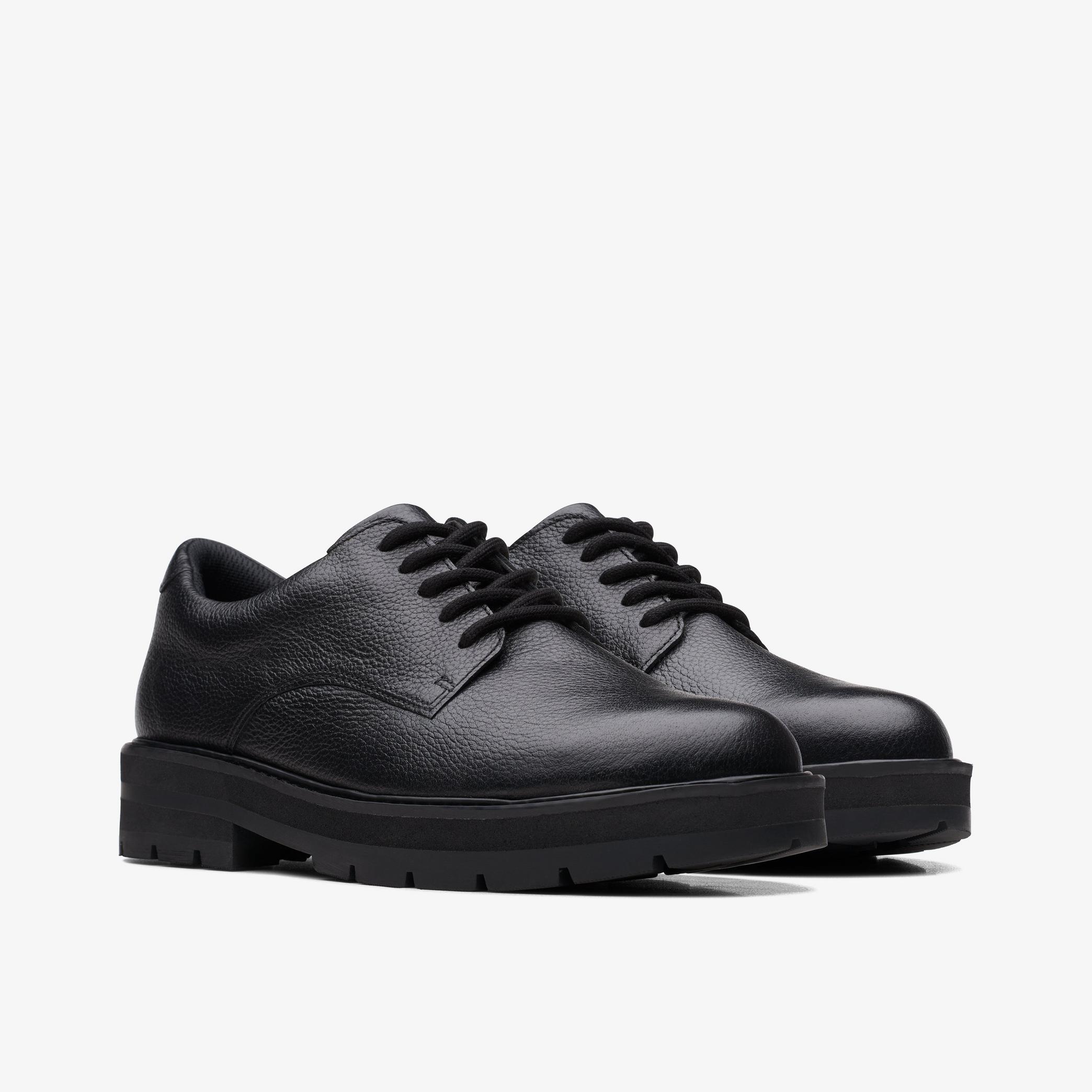 Prague Lace Youth Black Leather Brogues, view 4 of 6
