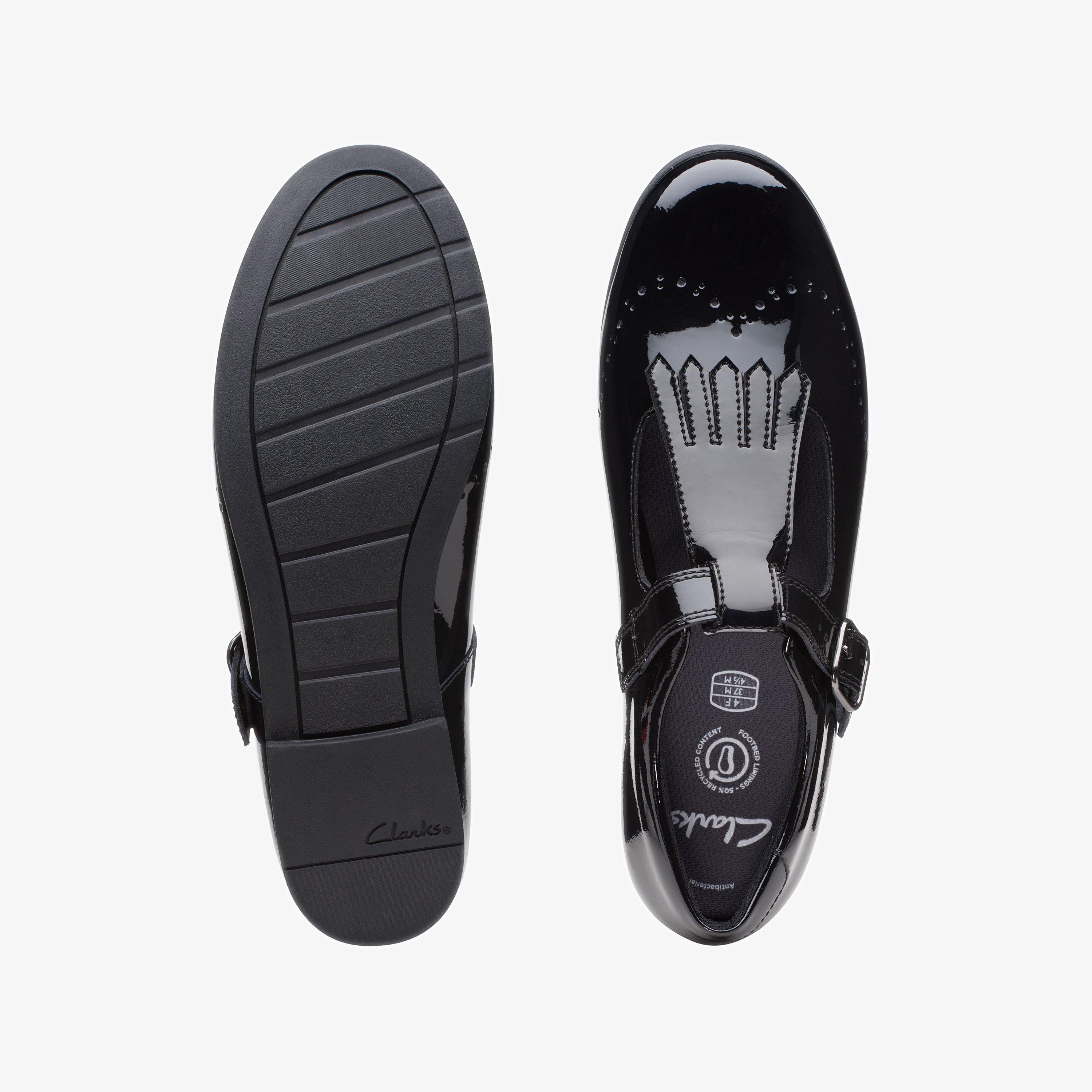 Girls Scala Teen Youth Black Patent T Bar Shoes Clarks Outlet