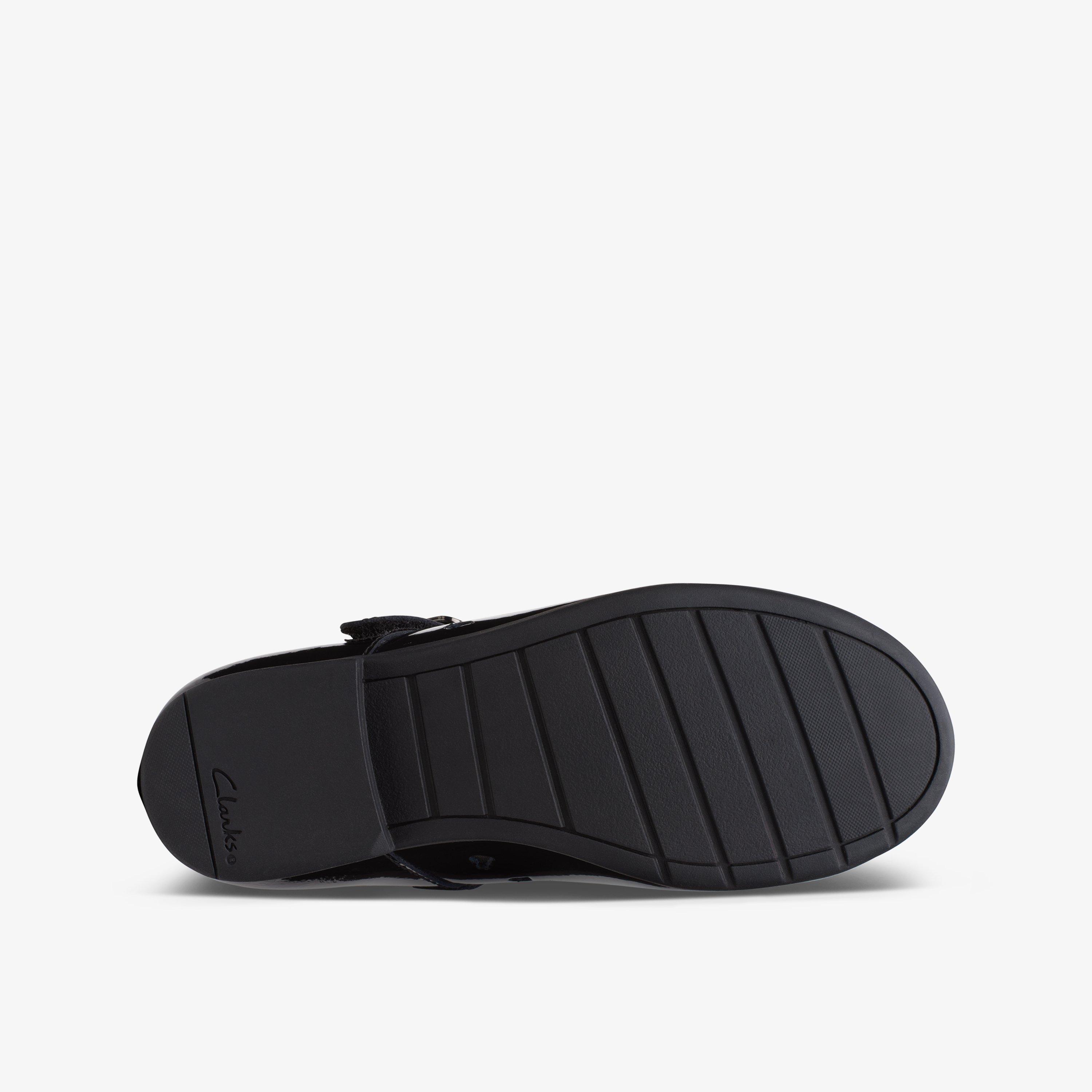 Chaussures D'école Clarks Trixi Rose - Cuir Noir, Taille UK 7 (F), Semelle Plate