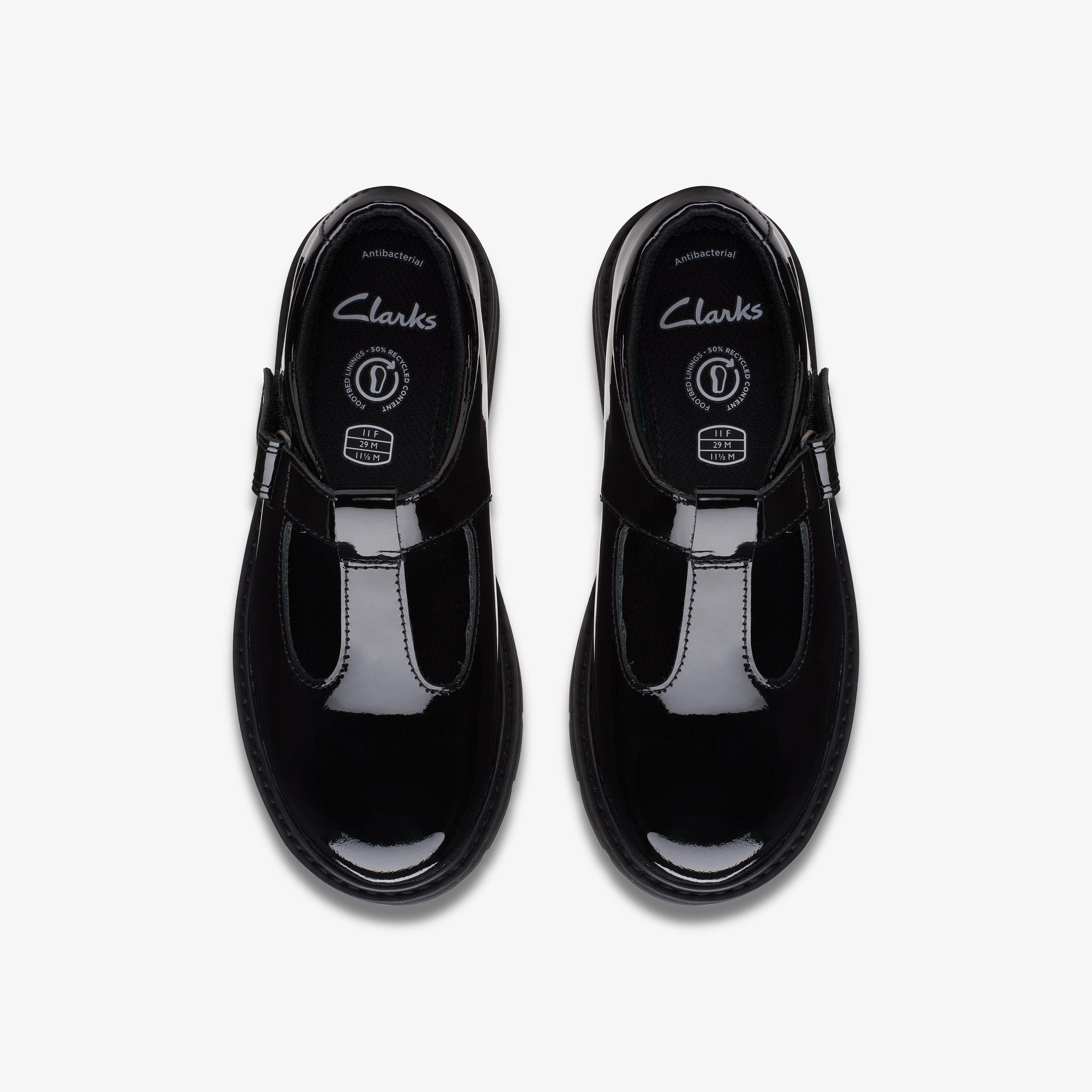 Prague Brill Kid Black Patent T Bar Shoes School Shoes, view 6 of 6