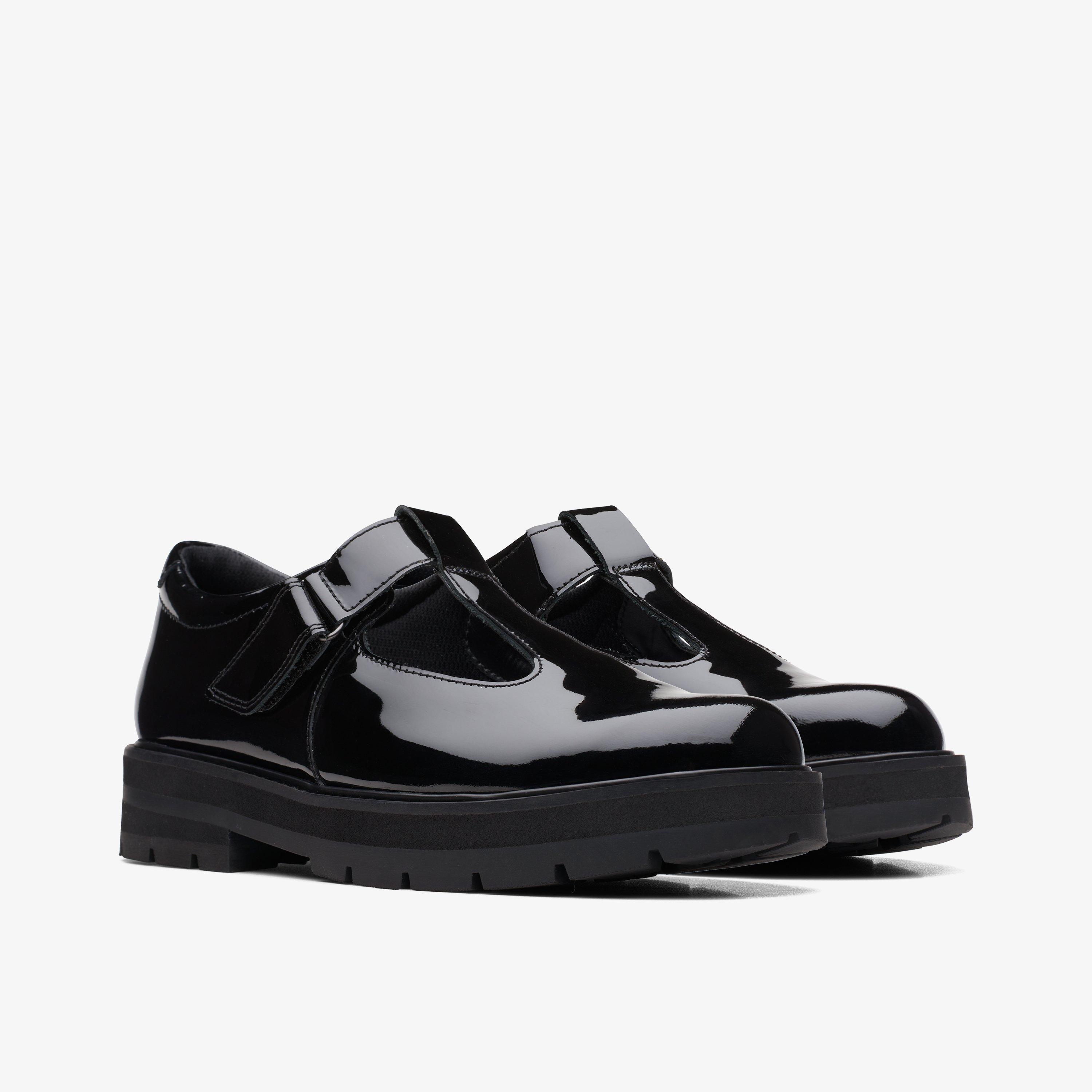 Prague Brill Youth Black Patent T Bar Shoes School Shoes, view 4 of 6
