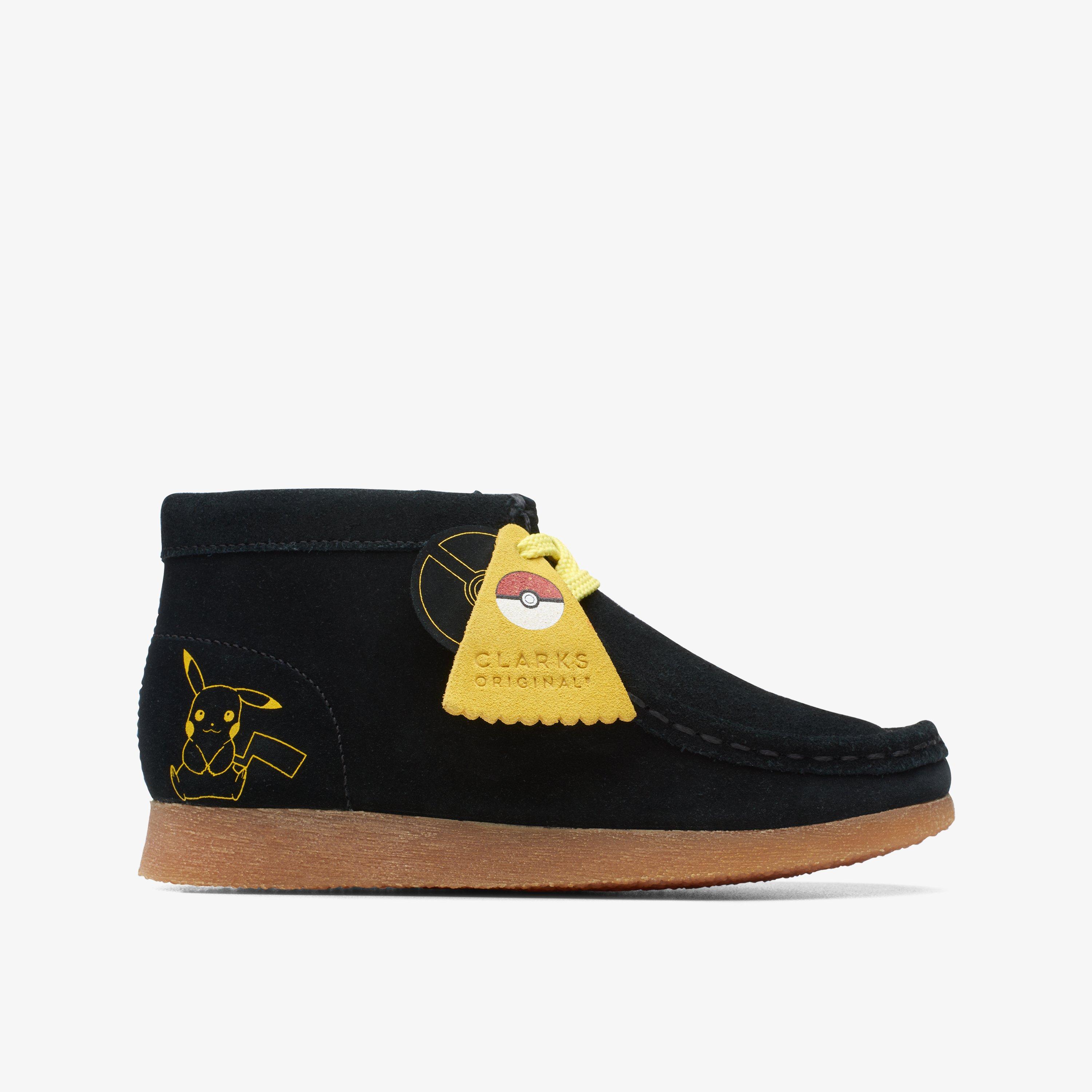 Boys Wallabee Mist Kid Black Print Boots Clarks UK