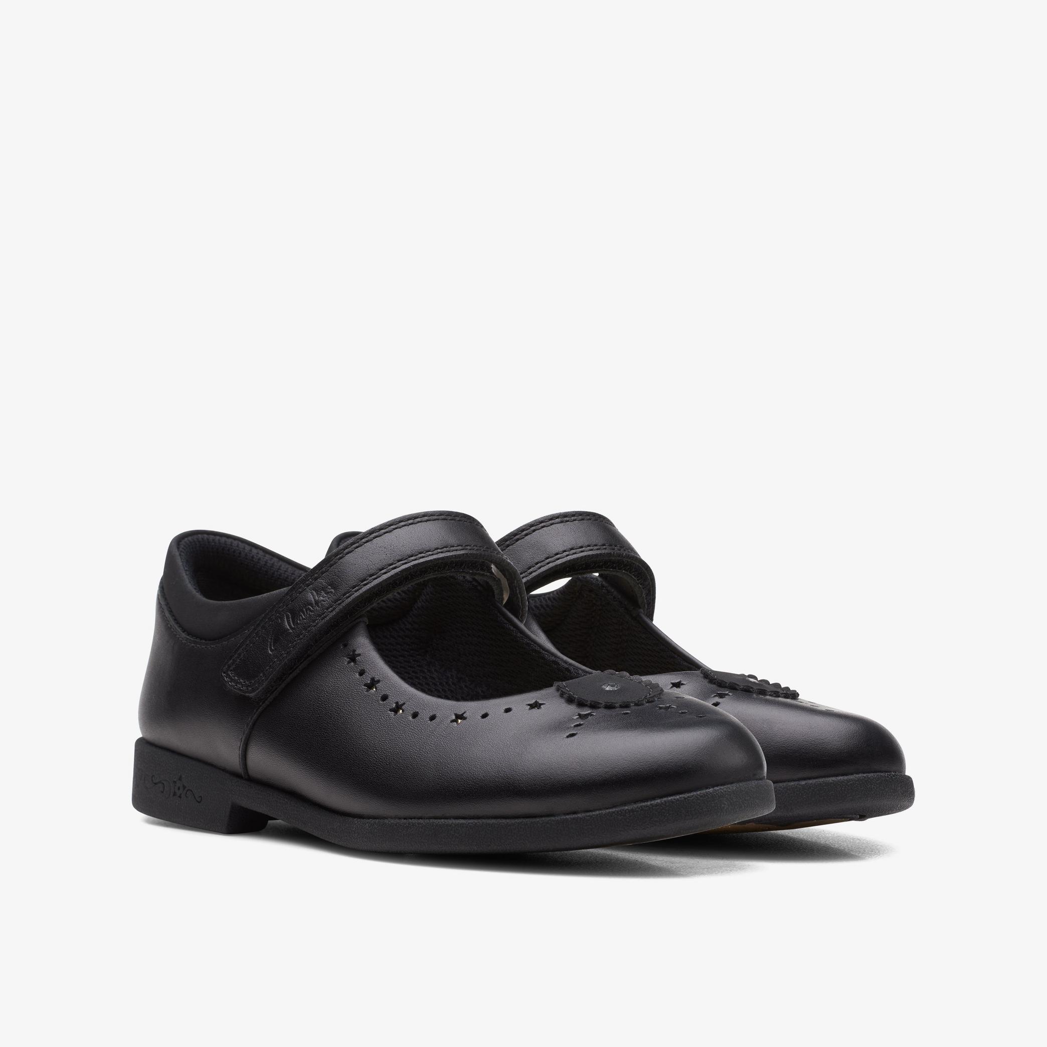 Magic Step Bar Kid Black Leather T Bar Shoes, view 4 of 6