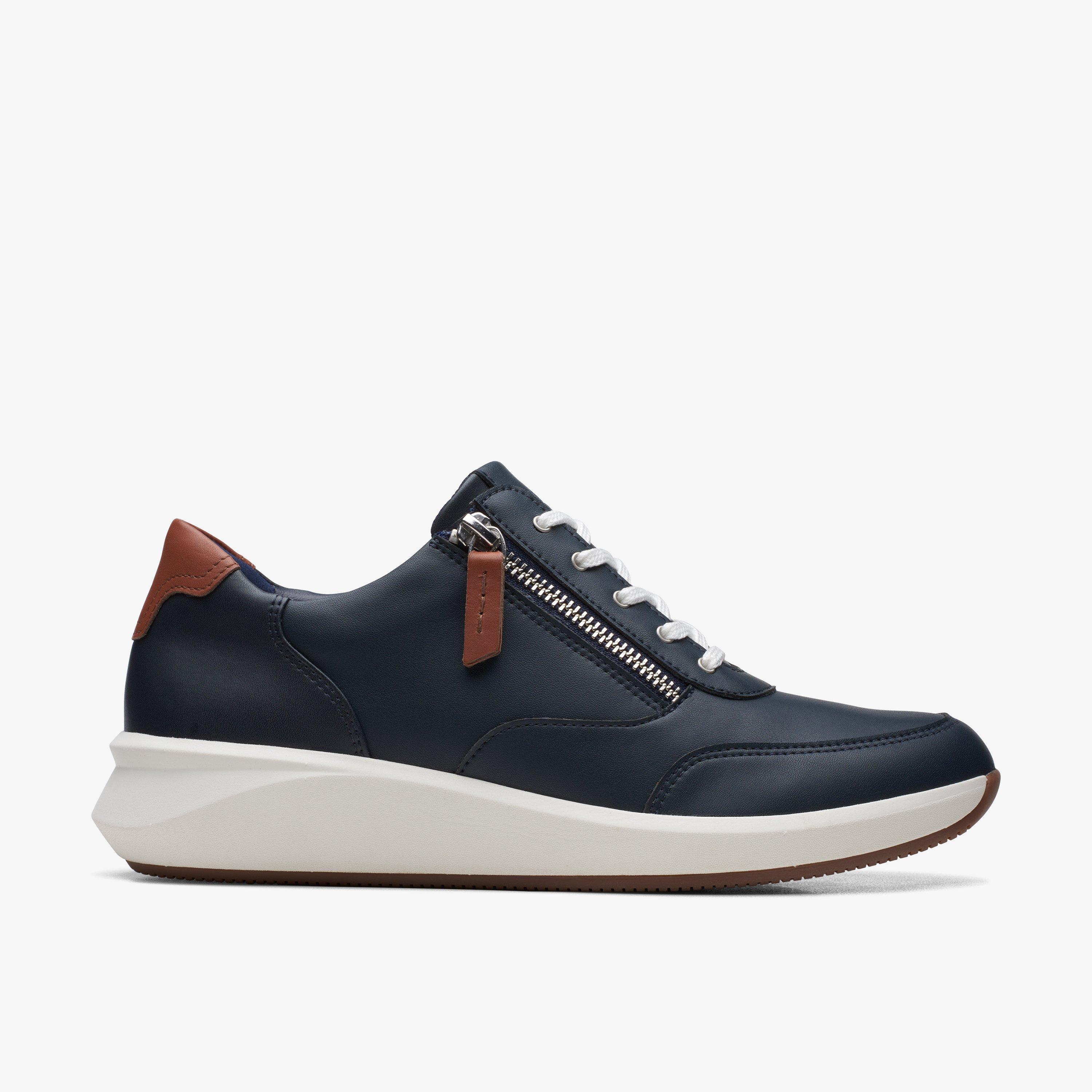 Womens Un Rio Zip Navy Combination Trainers Clarks Outlet