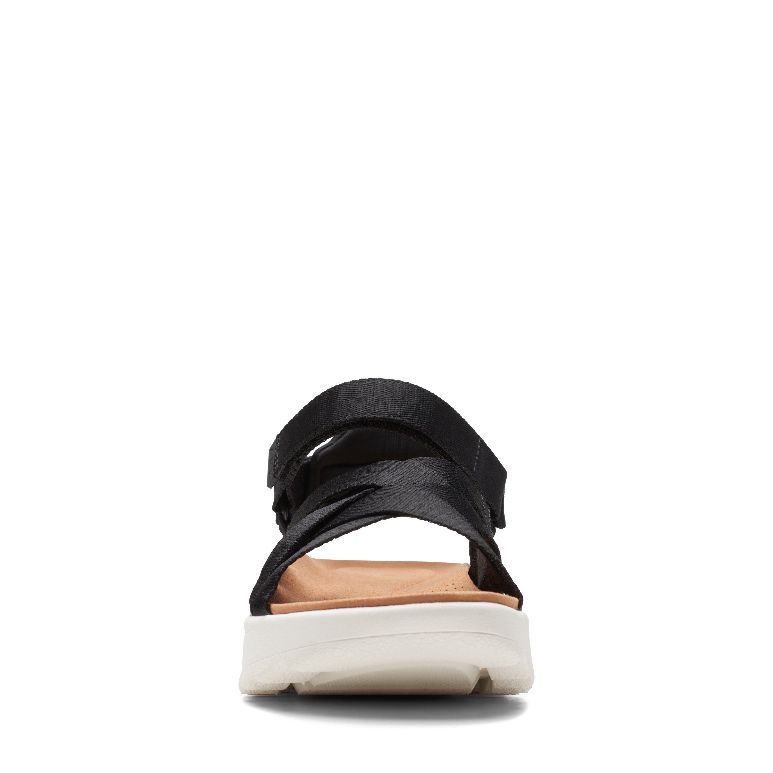 Clarks Womens Dash Lite Cross Black Leather Active Sandals Shoes