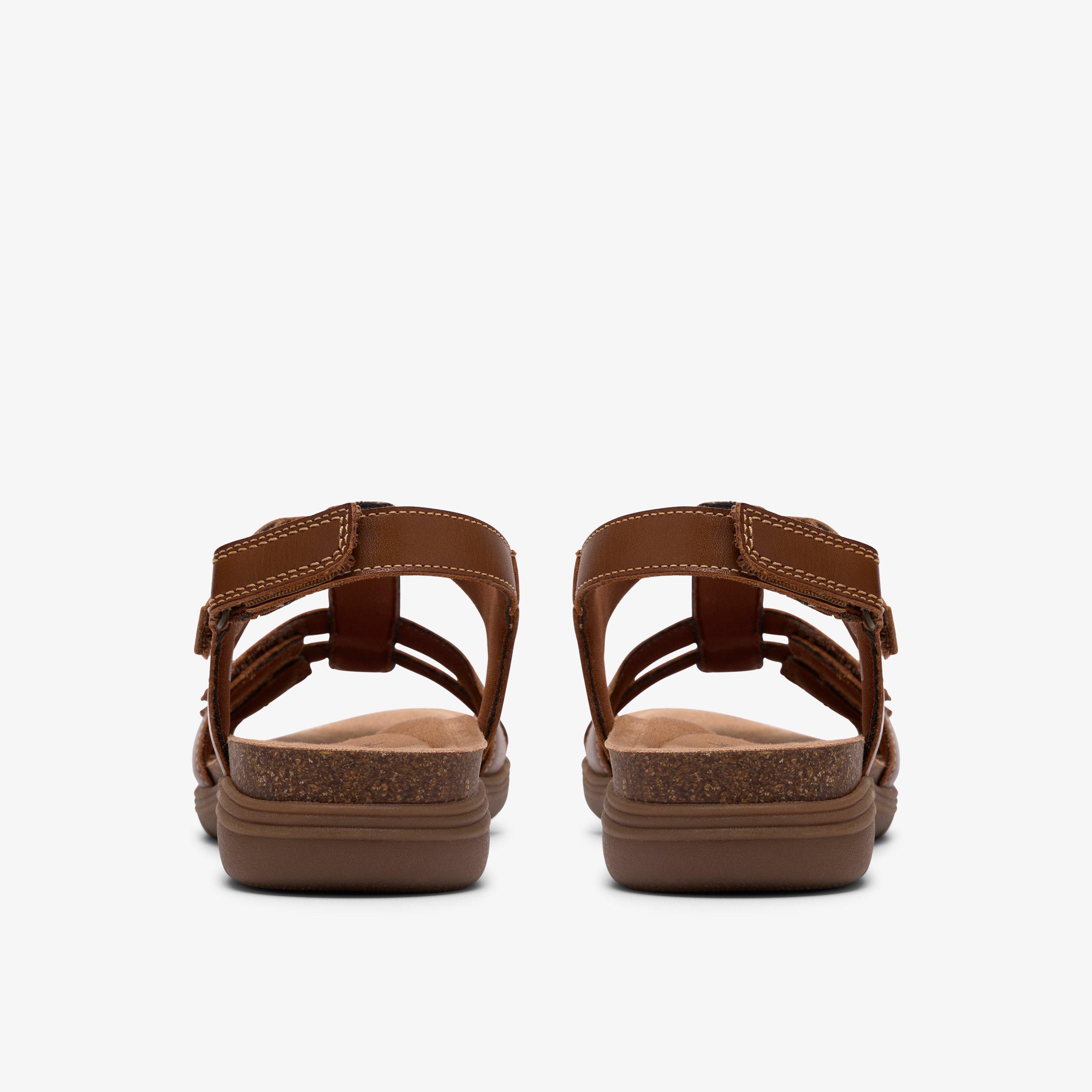 April Cove Dark Tan Leather Flat Sandals, view 5 of 6