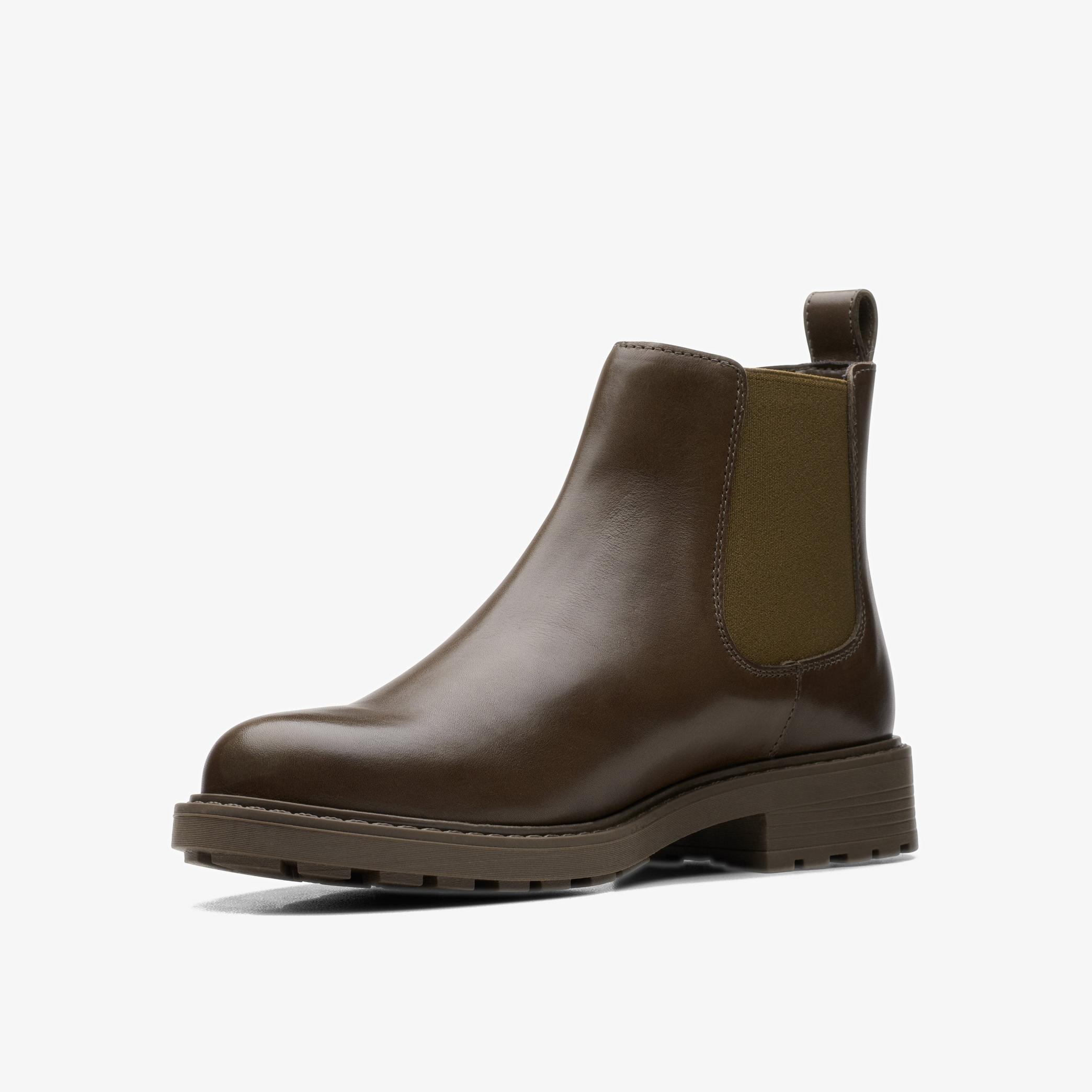 Orinoco2 Lane Dark Olive Leather Ankle Boots, view 4 of 6