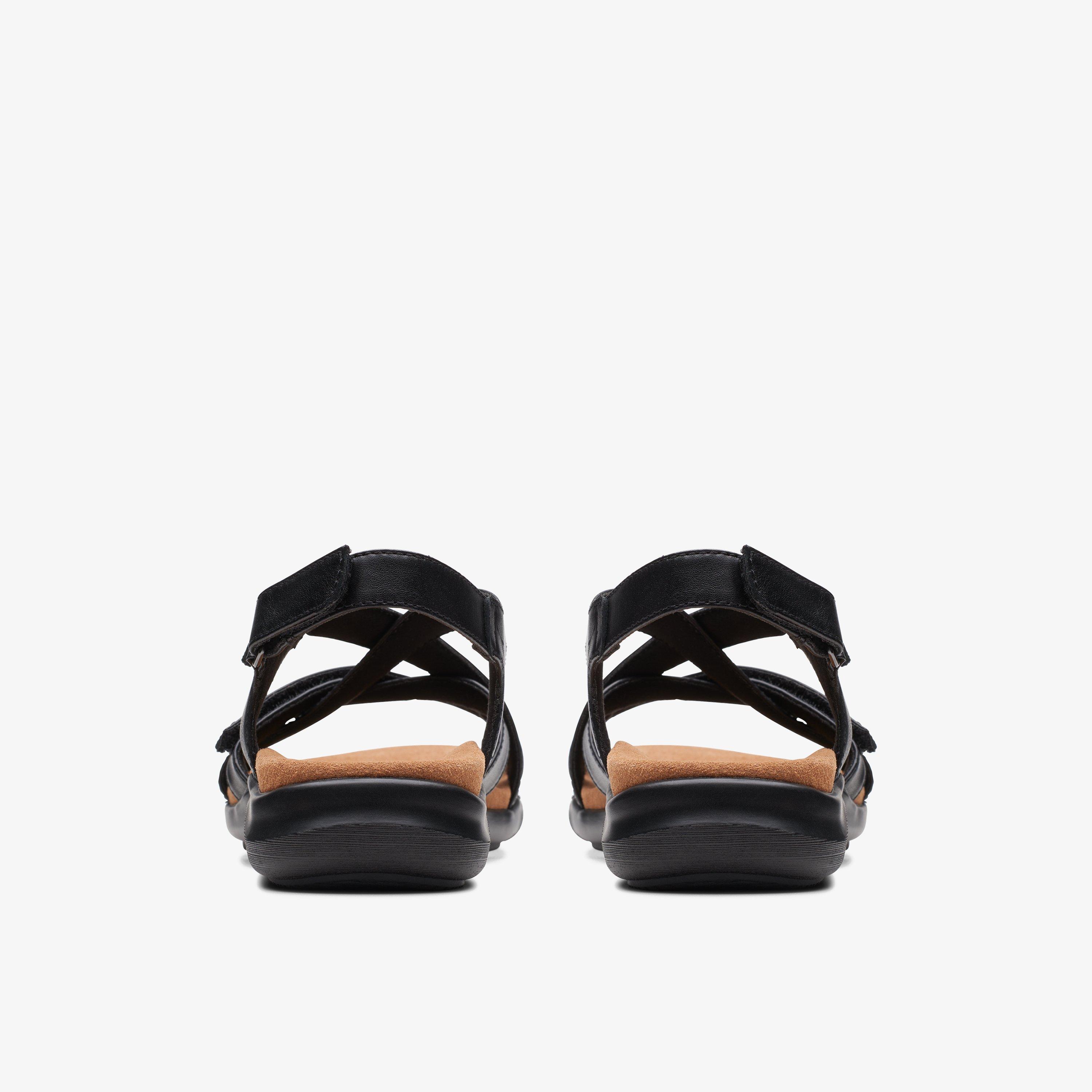 WOMENS Kitly Go Black Leather Flat Sandals Clarks US