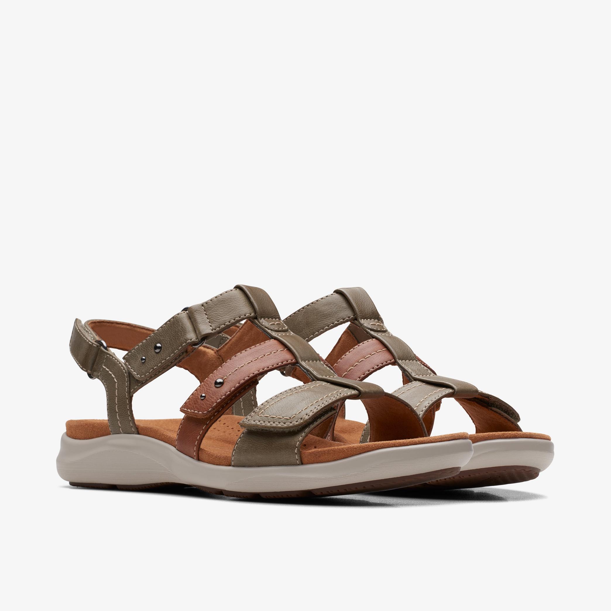 Kitly Step Olive Combination Flat Sandals, view 4 of 6