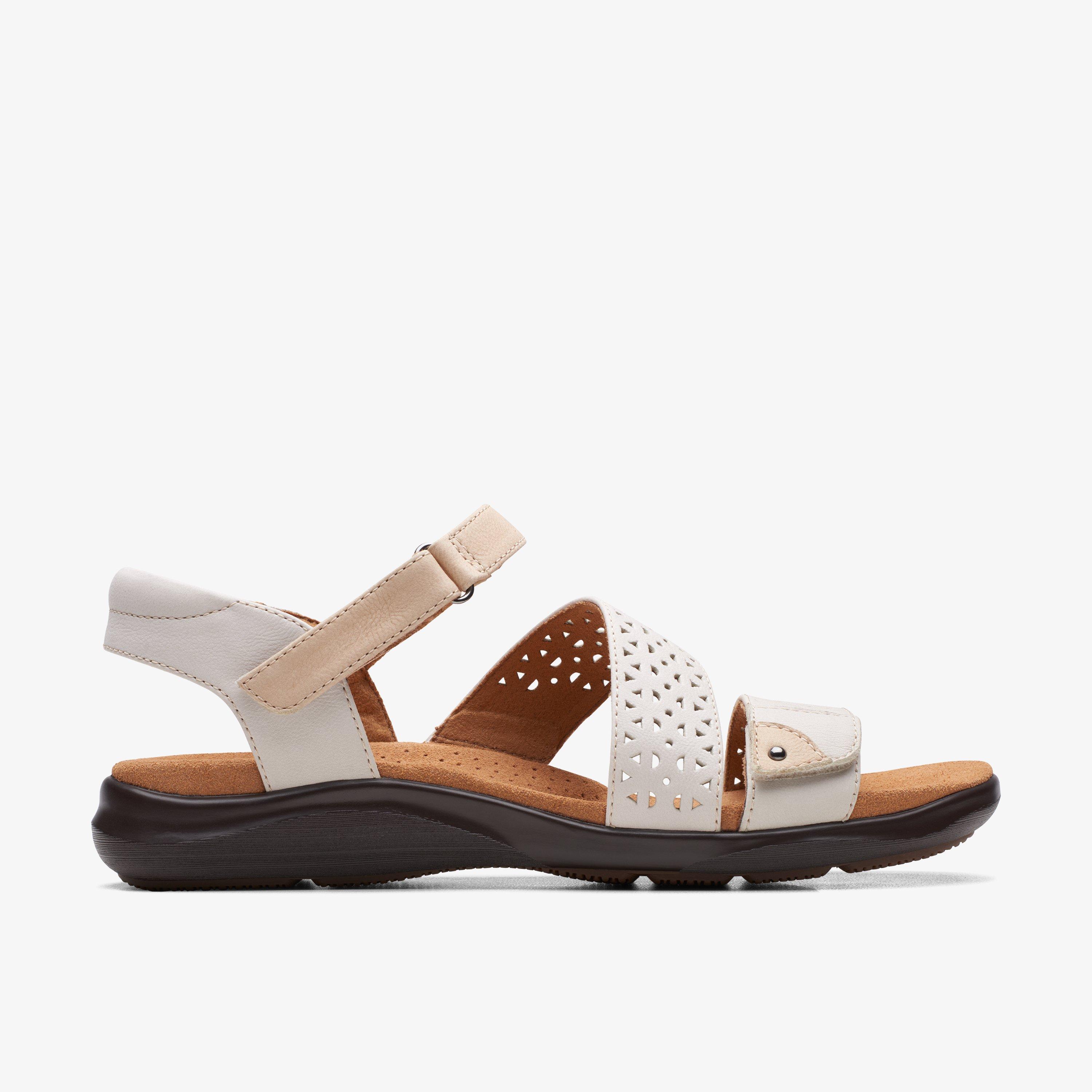 WOMENS Kitly Way White Leather Flat Sandals | Clarks US