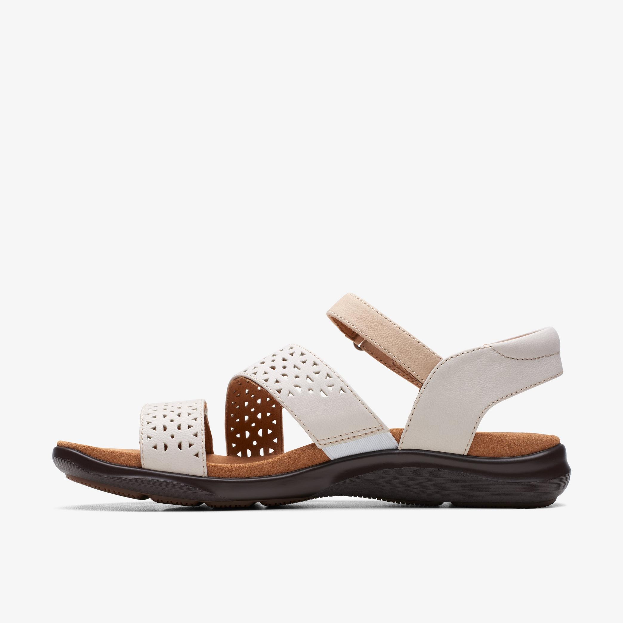 Kitly Way White Leather Flat Sandals, view 2 of 6